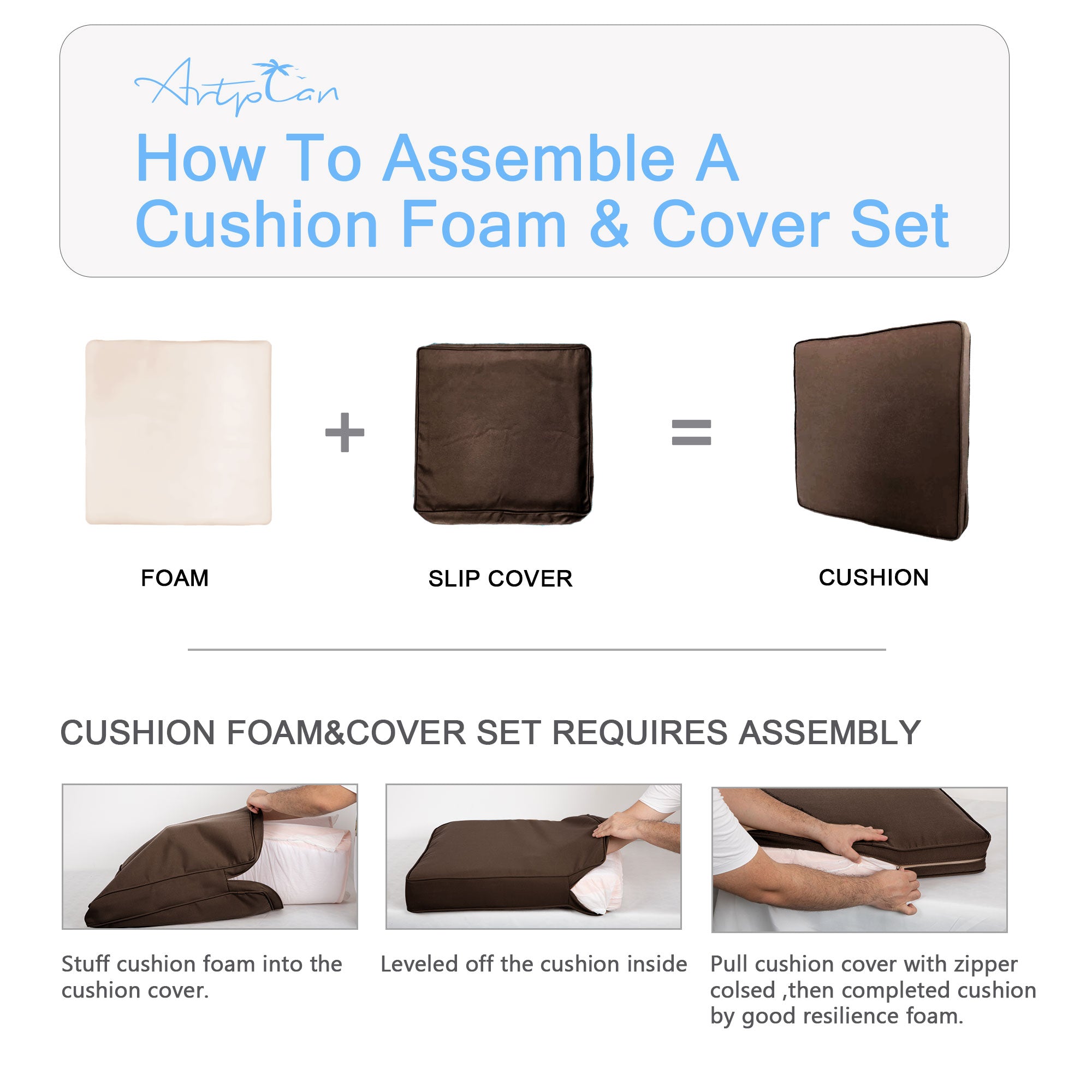 ARTPLAN Patio Bench Cushions Set of 5, Outdoor Sofa Cushions | All-Weather Fabric | Lumbar Support Pillows | Waterproof & Fade-Resistant for Sectionals