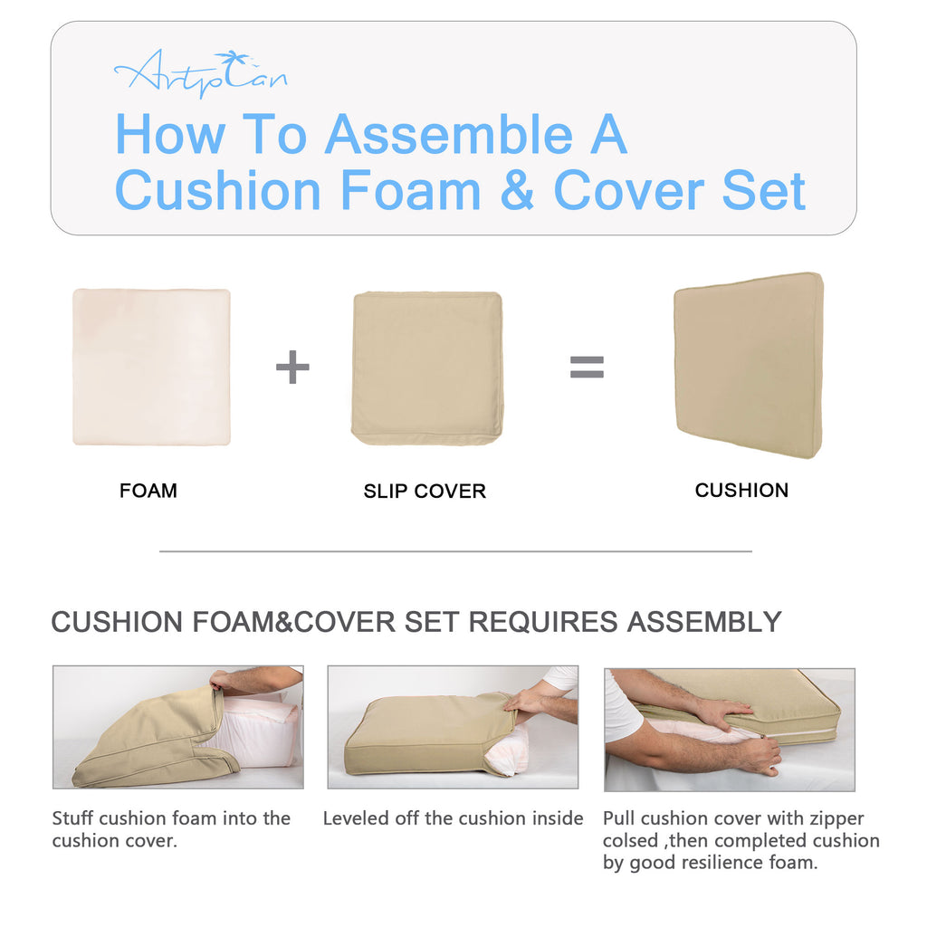 ARTPLAN Patio Bench Cushions Set of 5, Outdoor Sofa Cushions | All-Weather Fabric | Lumbar Support Pillows | Waterproof & Fade-Resistant for Sectionals