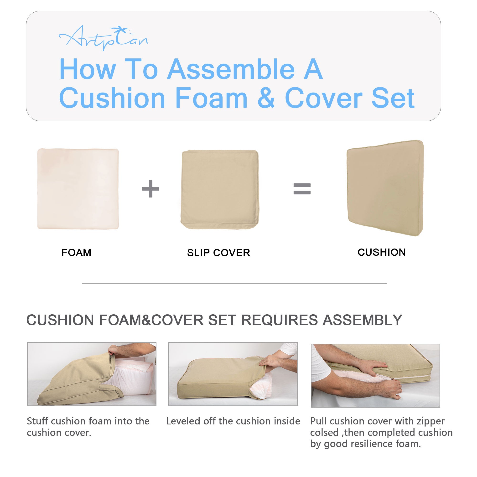 ARTPLAN Patio Bench Cushions Set of 5, Outdoor Sofa Cushions | All-Weather Fabric | Lumbar Support Pillows | Waterproof & Fade-Resistant for Sectionals