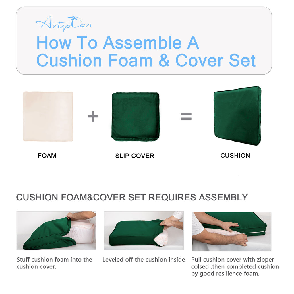 ARTPLAN Patio Bench Cushions Set of 5, Outdoor Sofa Cushions | All-Weather Fabric | Lumbar Support Pillows | Waterproof & Fade-Resistant for Sectionals