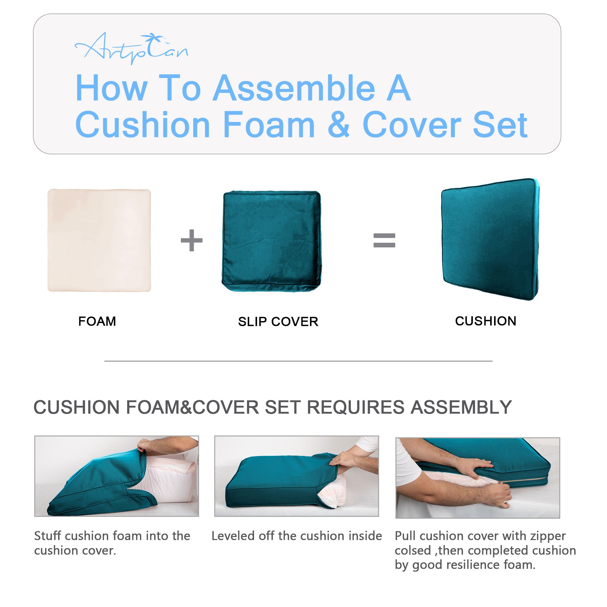 ARTPLAN Patio Bench Cushions Set of 5, Outdoor Sofa Cushions | All-Weather Fabric | Lumbar Support Pillows | Waterproof & Fade-Resistant for Sectionals