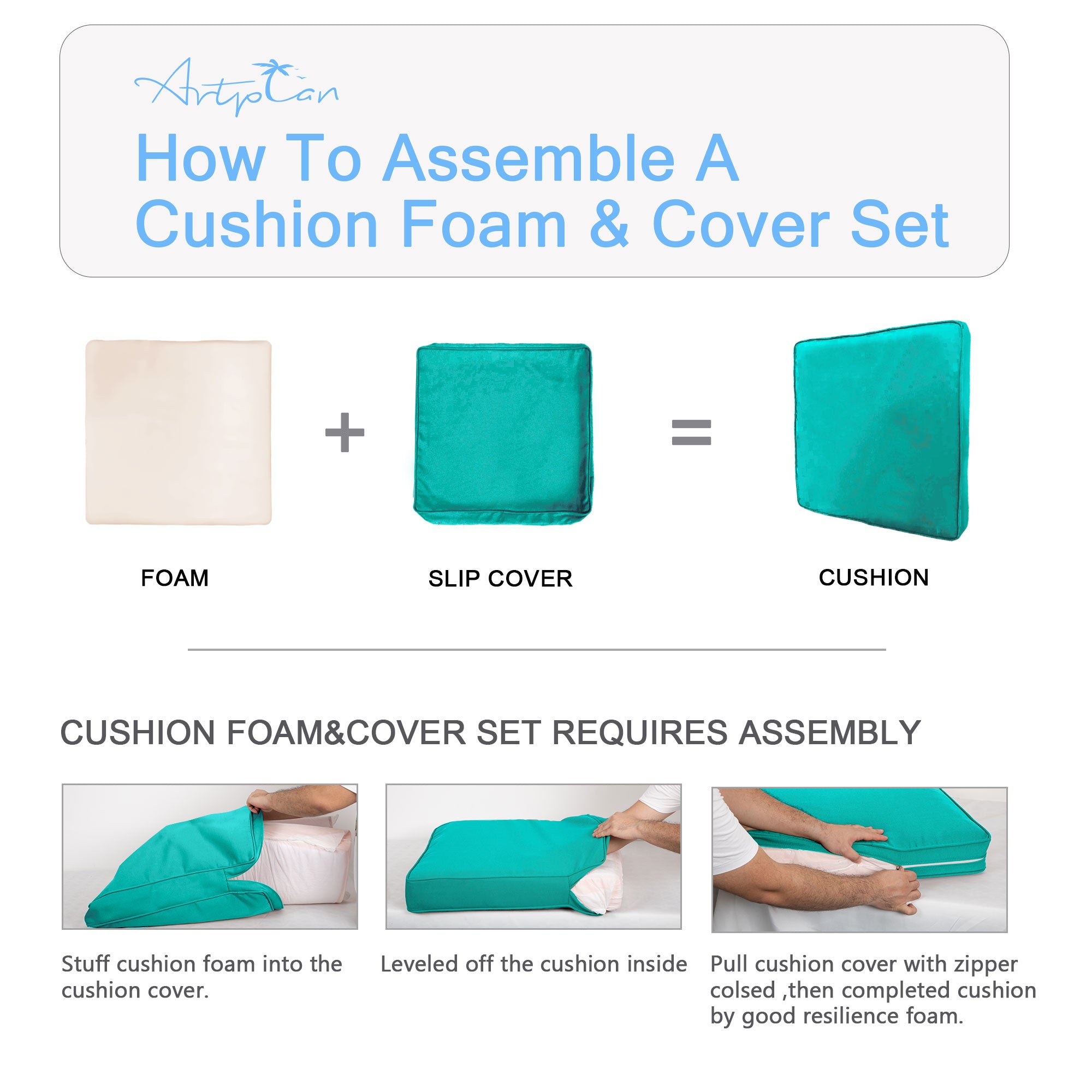 ARTPLAN Patio Bench Cushions Set of 5, Outdoor Sofa Cushions | All-Weather Fabric | Lumbar Support Pillows | Waterproof & Fade-Resistant for Sectionals