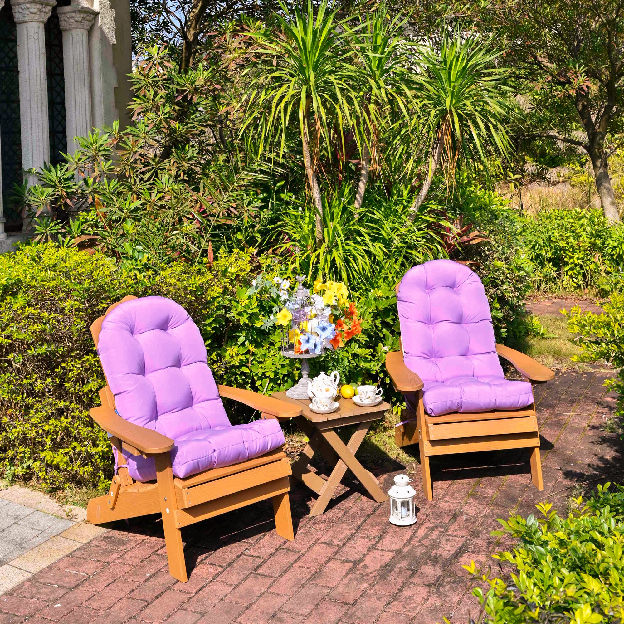 ARTPLAN Outdoor Adirondack Chair Cushion for Patio Furniture,Tufted Thick Seat & Round High Back Rocking Oudoor Colorful Cushion, 48"x21"x4" inches,Fade-Resistant