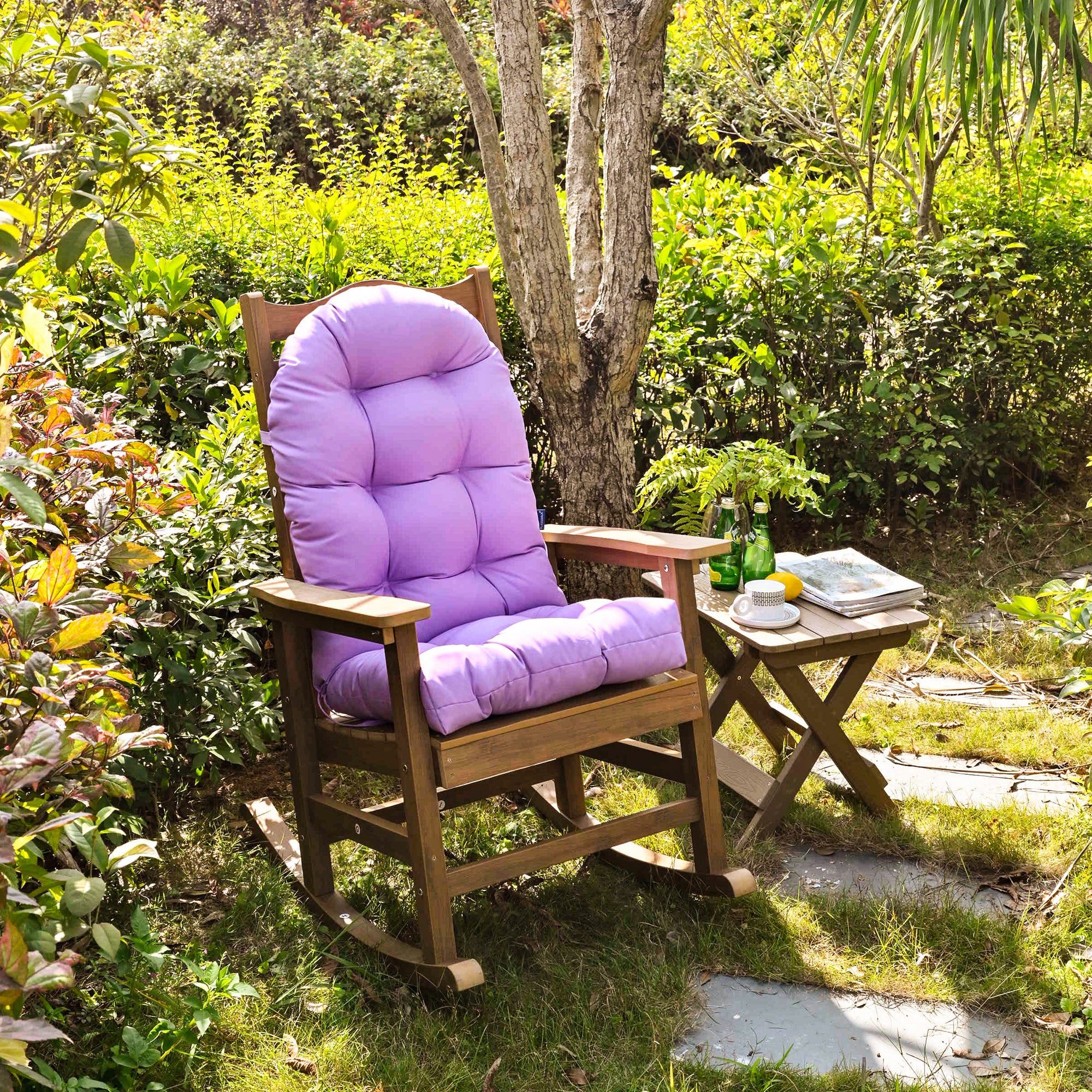 ARTPLAN Outdoor Adirondack Chair Cushion for Patio Furniture,Tufted Thick Seat & Round High Back Rocking Oudoor Colorful Cushion, 48"x21"x4" inches,Fade-Resistant