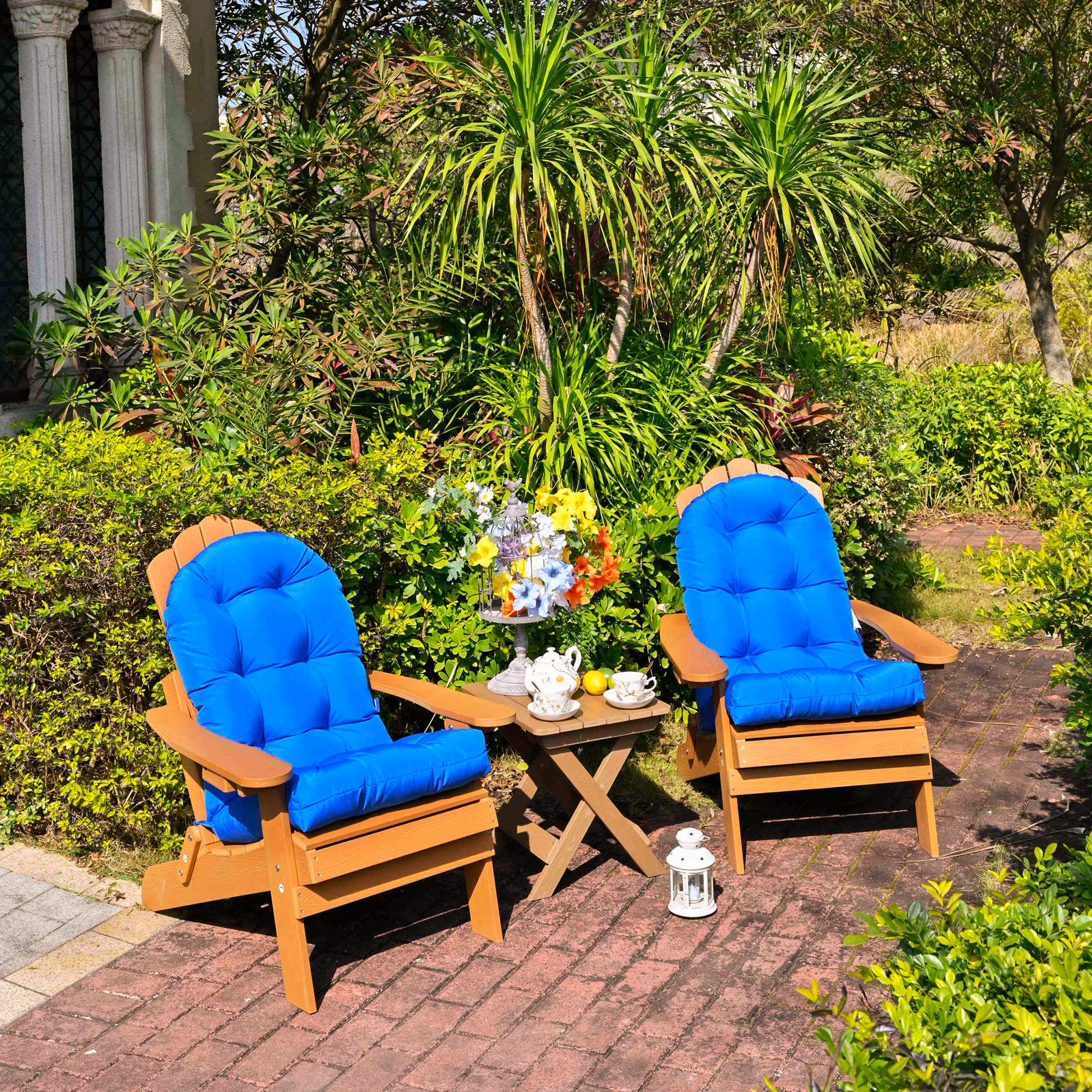 ARTPLAN Outdoor Adirondack Chair Cushion for Patio Furniture,Tufted Thick Seat & Round High Back Rocking Oudoor Colorful Cushion, 48"x21"x4" inches,Fade-Resistant