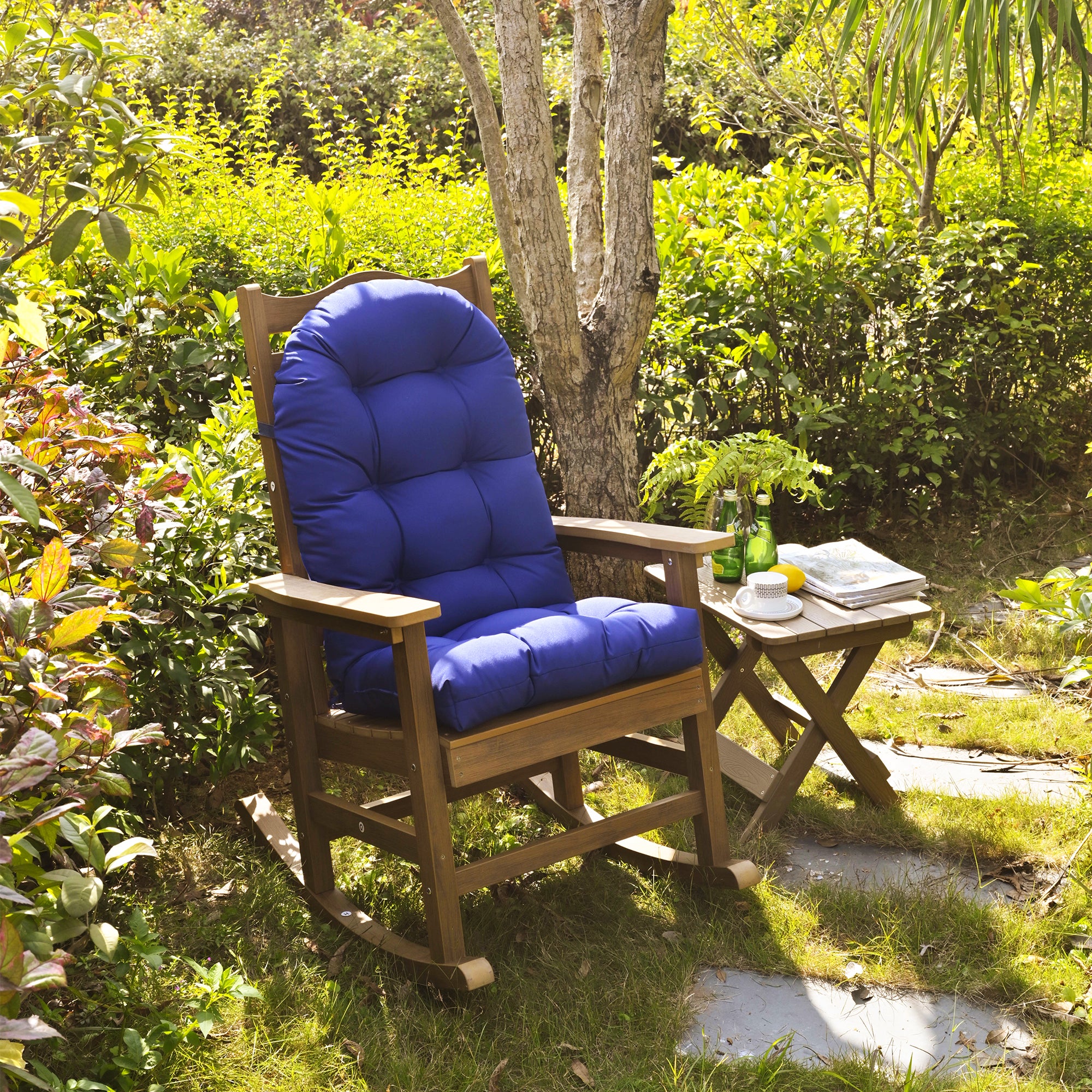 ARTPLAN Outdoor Adirondack Chair Cushion for Patio Furniture,Tufted Thick Seat & Round High Back Rocking Oudoor Colorful Cushion, 48"x21"x4" inches,Fade-Resistant