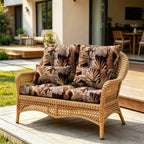ARTPLAN Outdoor Cushions for Settee,Wicker Loveseat Cushions with Tie,Tufted Patio Cushions 2 U-Shaped Set of 5 Piece,L44xW19,Floral,