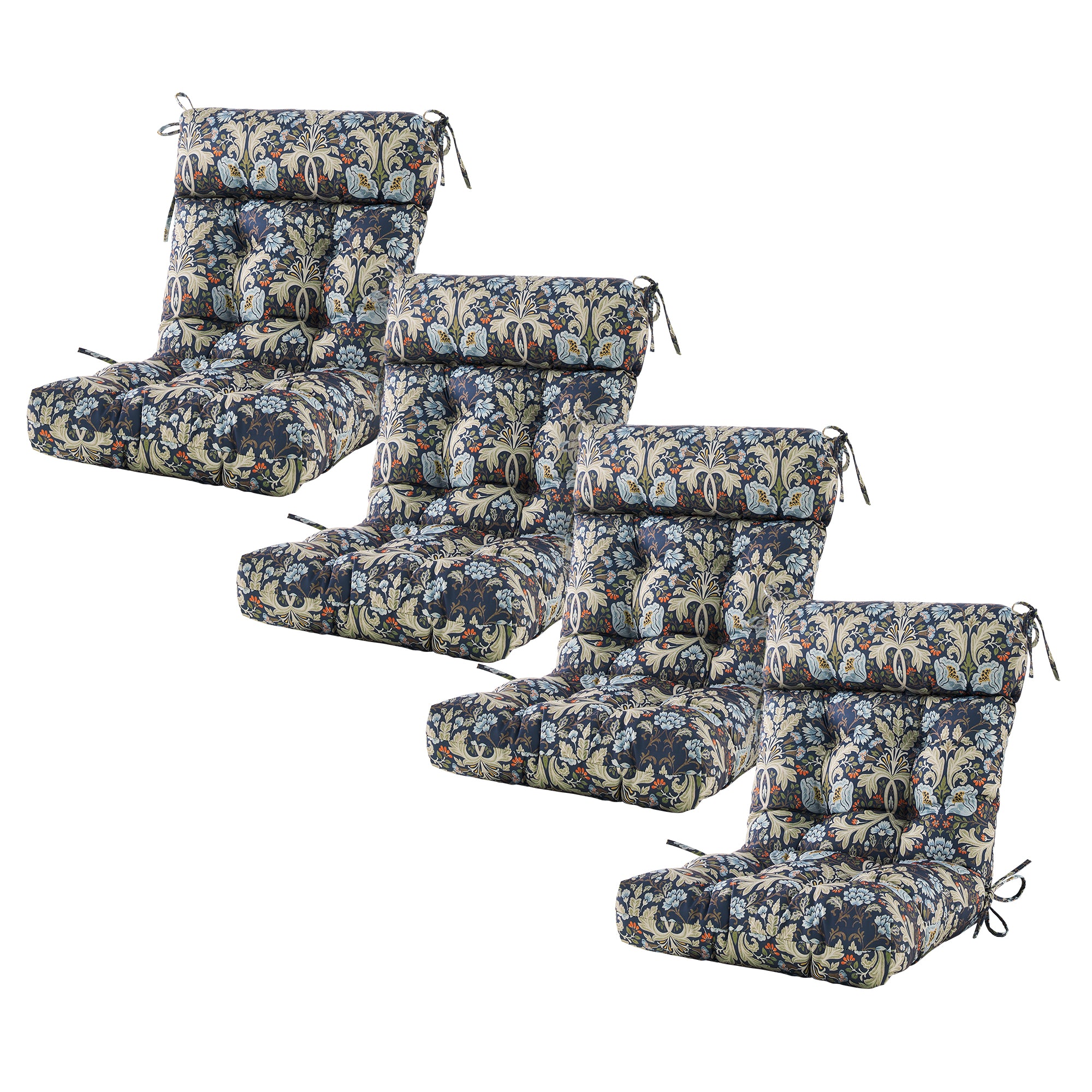 ARTPLAN Patio Chair Cushions Combined Seat and Back,Tufted Outdoor Swivel Chair Cushion with Tie,40"x20"x4"，Floral
