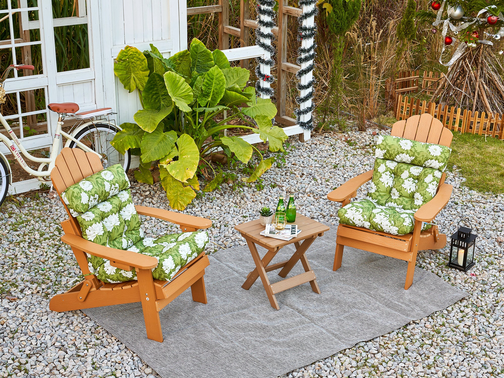 ARTPLAN Patio Chair Cushions Combined Seat and Back,Tufted Outdoor Swivel Chair Cushion with Tie,40"x20"x4"，Floral