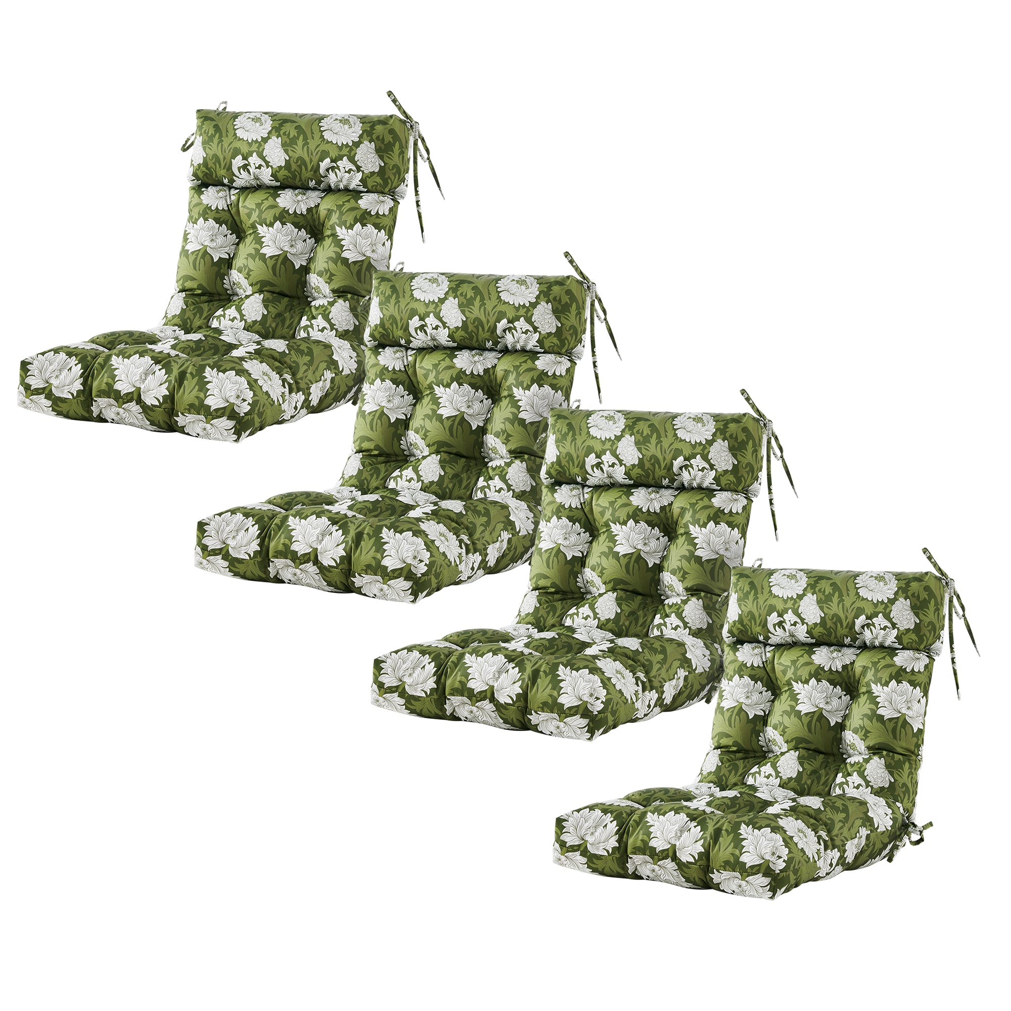 ARTPLAN Patio Chair Cushions Combined Seat and Back,Tufted Outdoor Swivel Chair Cushion with Tie,40"x20"x4"，Floral