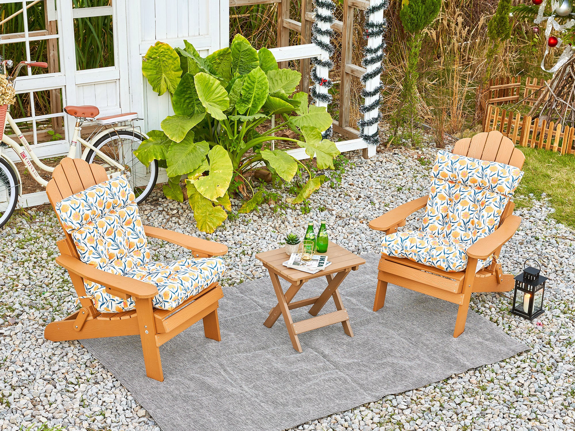 ARTPLAN Patio Chair Cushions Combined Seat and Back,Tufted Outdoor Swivel Chair Cushion with Tie,40"x20"x4"，Floral