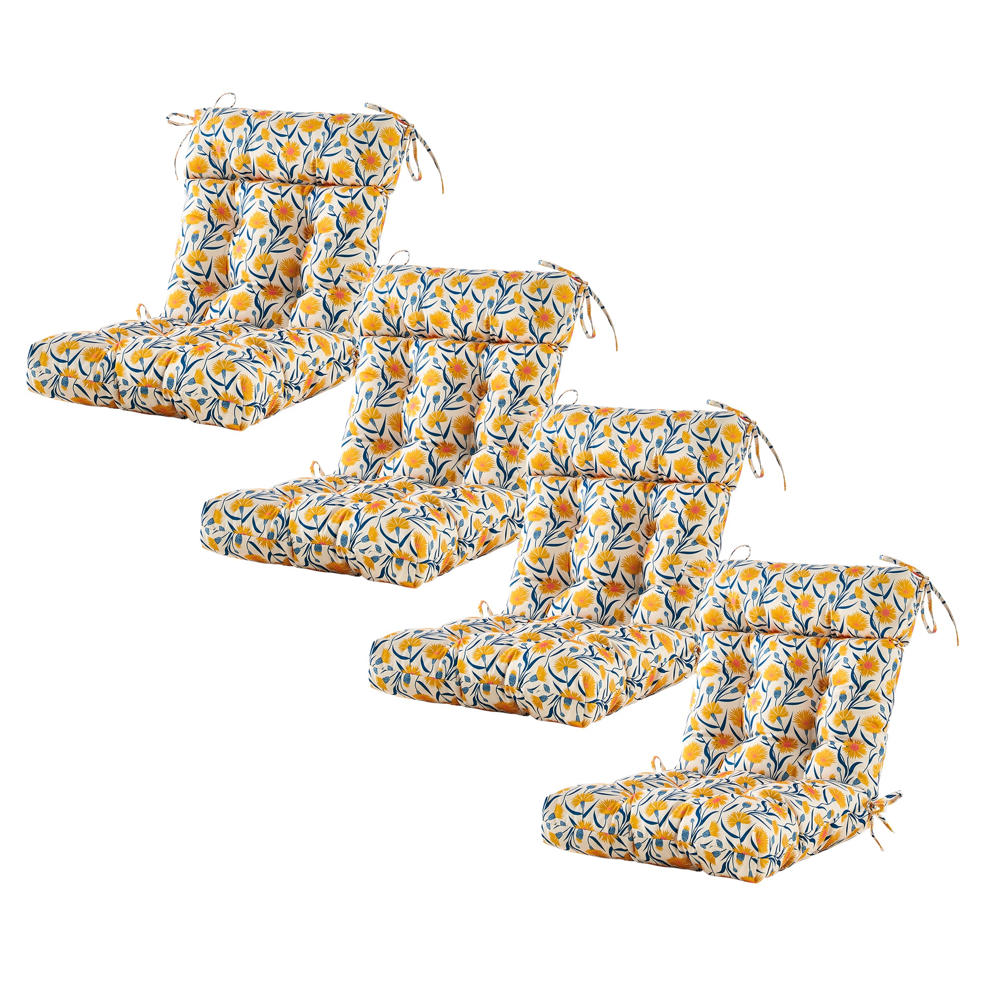 ARTPLAN Patio Chair Cushions Combined Seat and Back,Tufted Outdoor Swivel Chair Cushion with Tie,40"x20"x4"，Floral