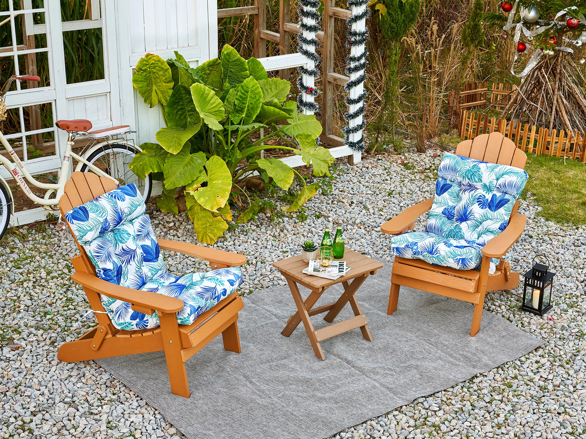 ARTPLAN Patio Chair Cushions Combined Seat and Back,Tufted Outdoor Swivel Chair Cushion with Tie,40"x20"x4"，Floral