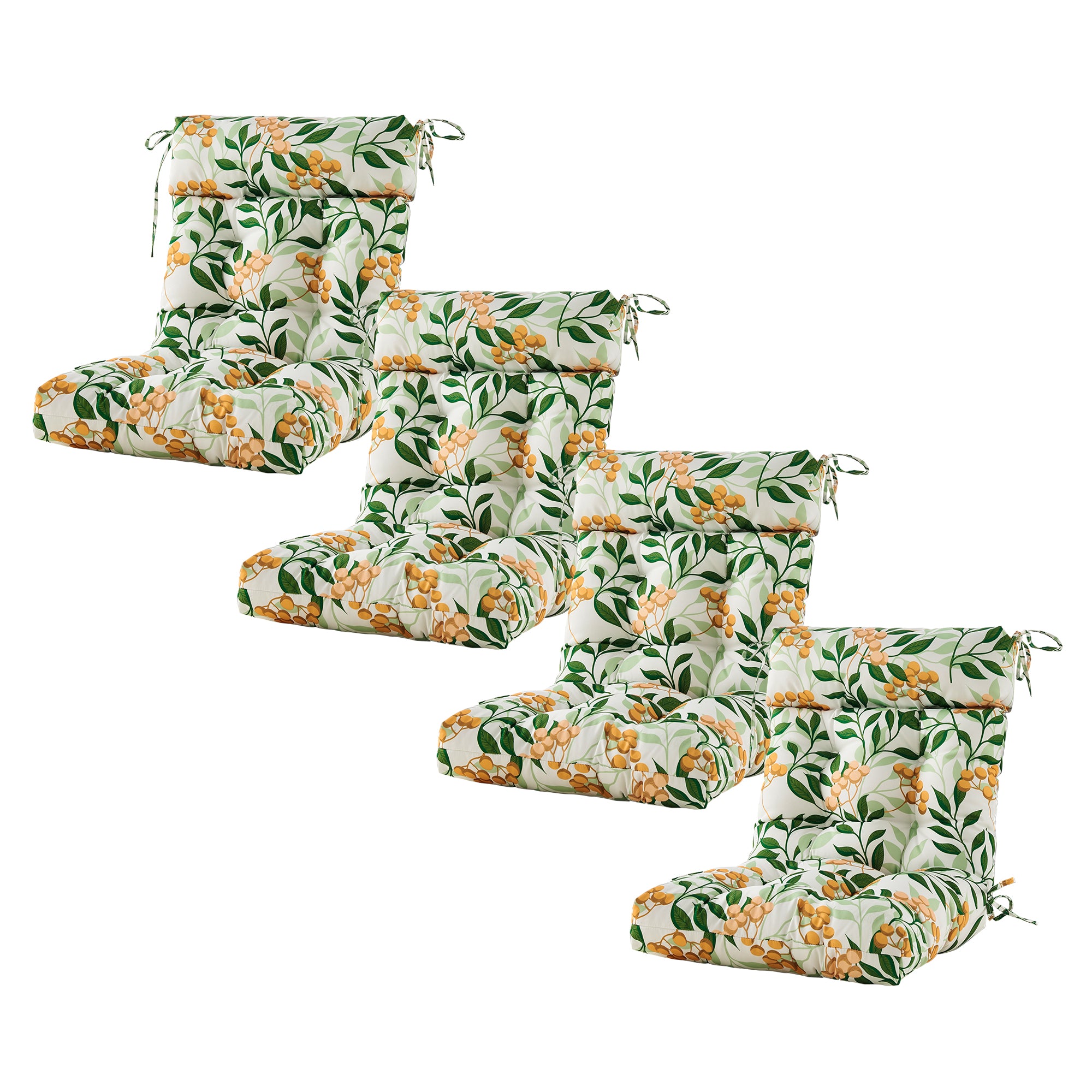 ARTPLAN Patio Chair Cushions Combined Seat and Back,Tufted Outdoor Swivel Chair Cushion with Tie,40"x20"x4"，Floral