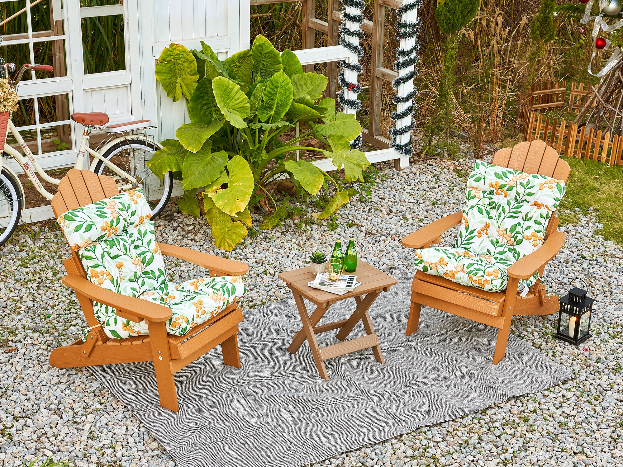 ARTPLAN Patio Chair Cushions Combined Seat and Back,Tufted Outdoor Swivel Chair Cushion with Tie,40"x20"x4"，Floral