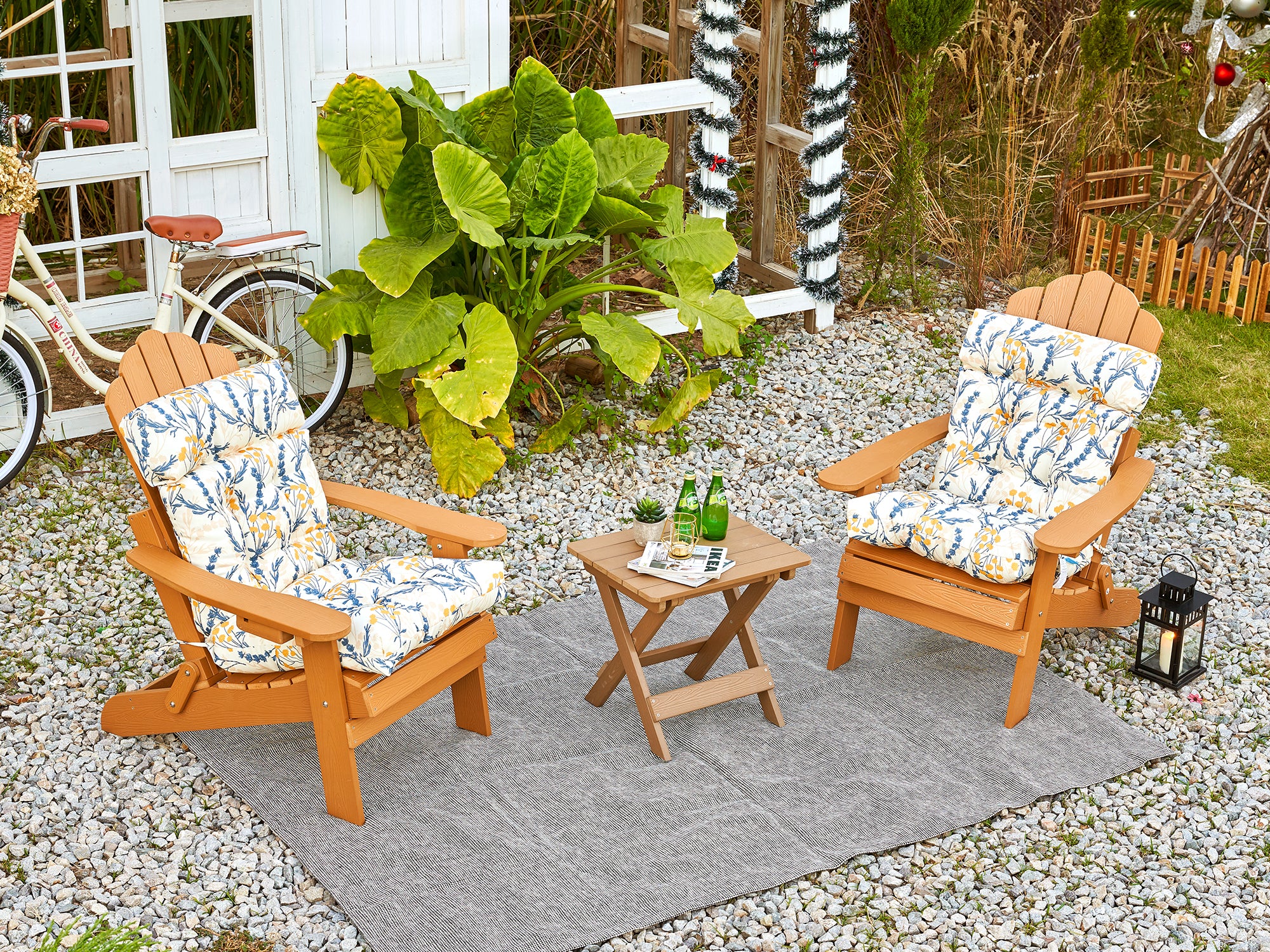 ARTPLAN Patio Chair Cushions Combined Seat and Back,Tufted Outdoor Swivel Chair Cushion with Tie,40"x20"x4"，Floral
