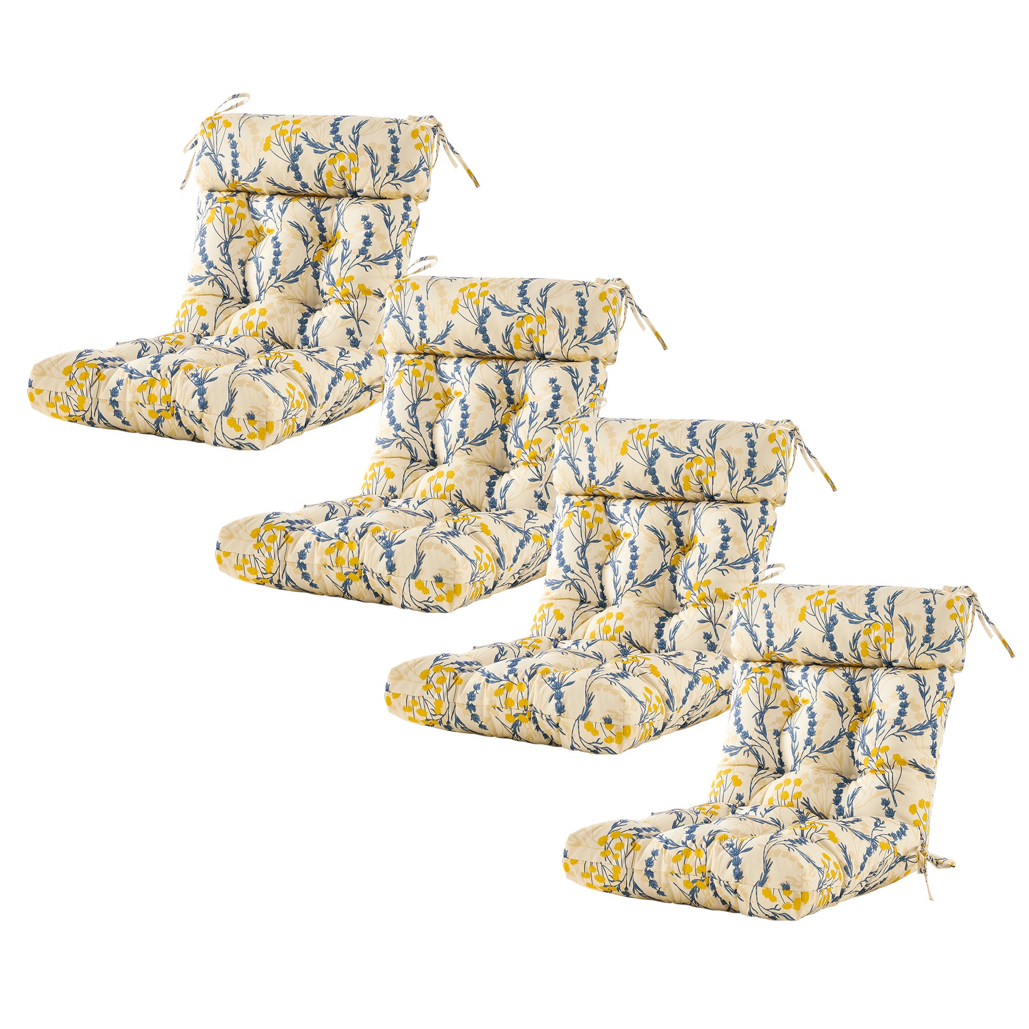 ARTPLAN Patio Chair Cushions Combined Seat and Back,Tufted Outdoor Swivel Chair Cushion with Tie,40"x20"x4"，Floral
