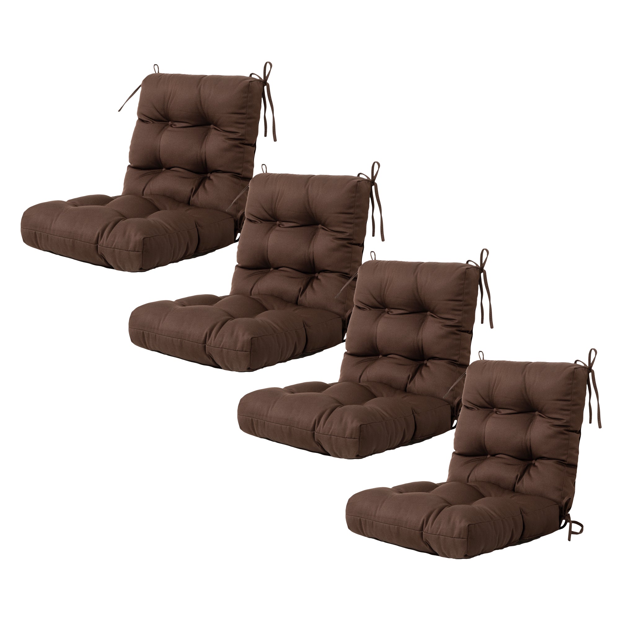 Artplan Outdoor Cushions Wicker Tufted Pillow with Back for Outdoor Furniture, Rocking Chair Cushion Premium Tufted Pads Set of Upper and Lower with Ties