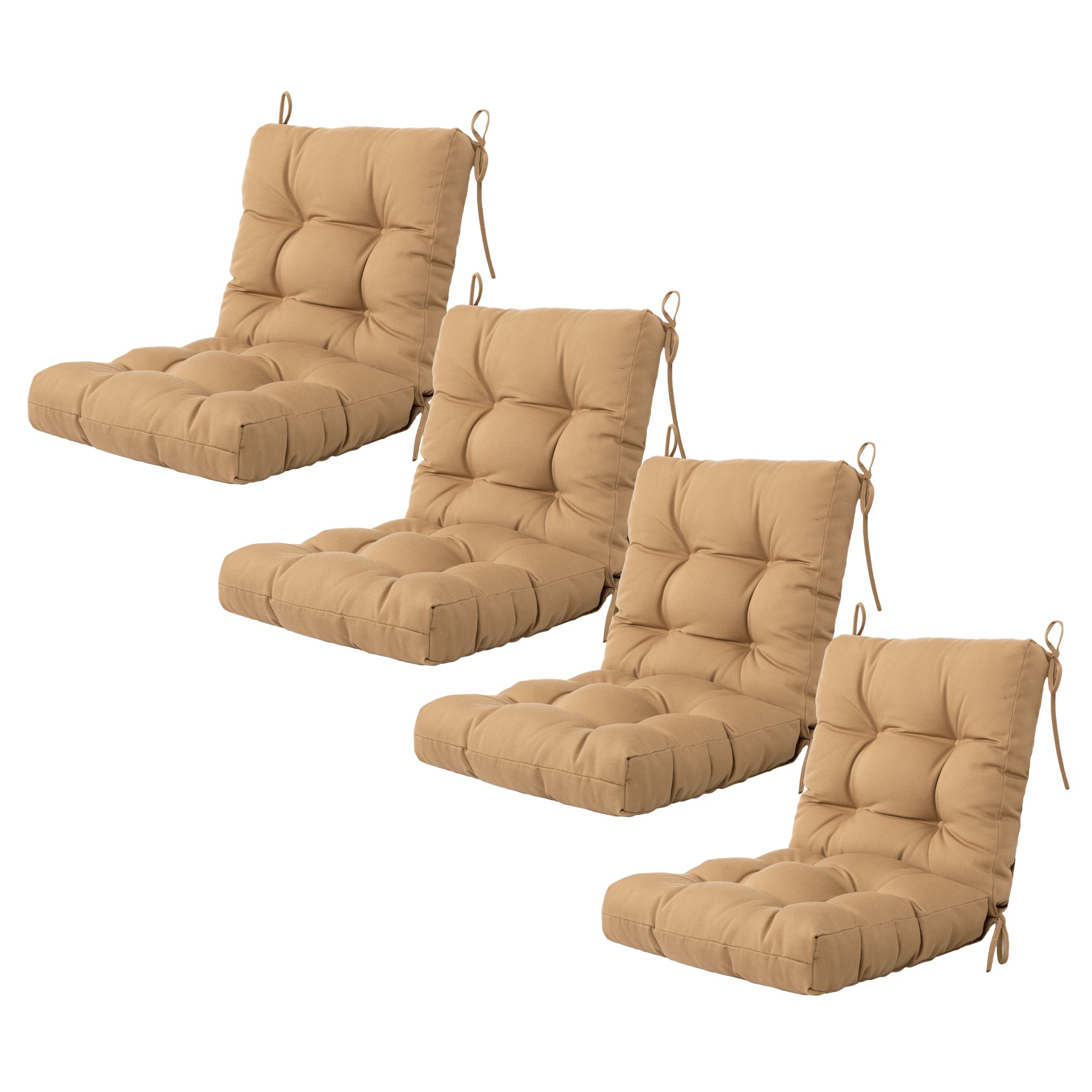 Artplan Outdoor Cushions Wicker Tufted Pillow with Back for Outdoor Furniture, Rocking Chair Cushion Premium Tufted Pads Set of Upper and Lower with Ties