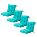 Artplan Outdoor Cushions Wicker Tufted Pillow with Back for Outdoor Furniture, Rocking Chair Cushion Premium Tufted Pads Set of Upper and Lower with Ties