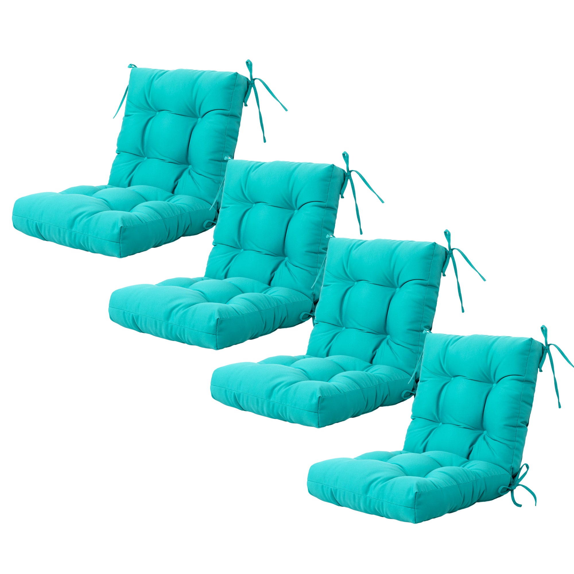 Artplan Outdoor Cushions Wicker Tufted Pillow with Back for Outdoor Furniture, Rocking Chair Cushion Premium Tufted Pads Set of Upper and Lower with Ties