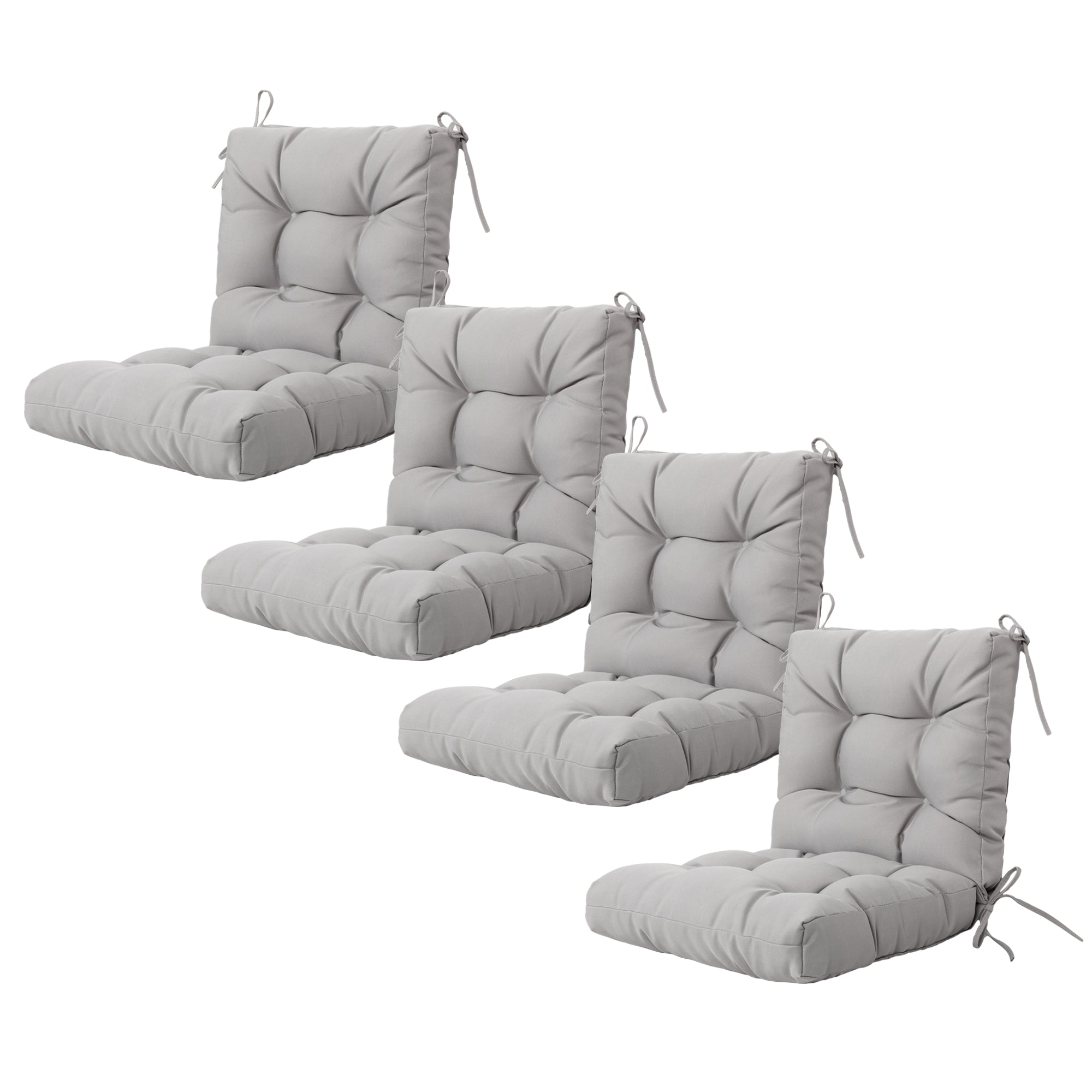 Artplan Outdoor Cushions Wicker Tufted Pillow with Back for Outdoor Furniture, Rocking Chair Cushion Premium Tufted Pads Set of Upper and Lower with Ties