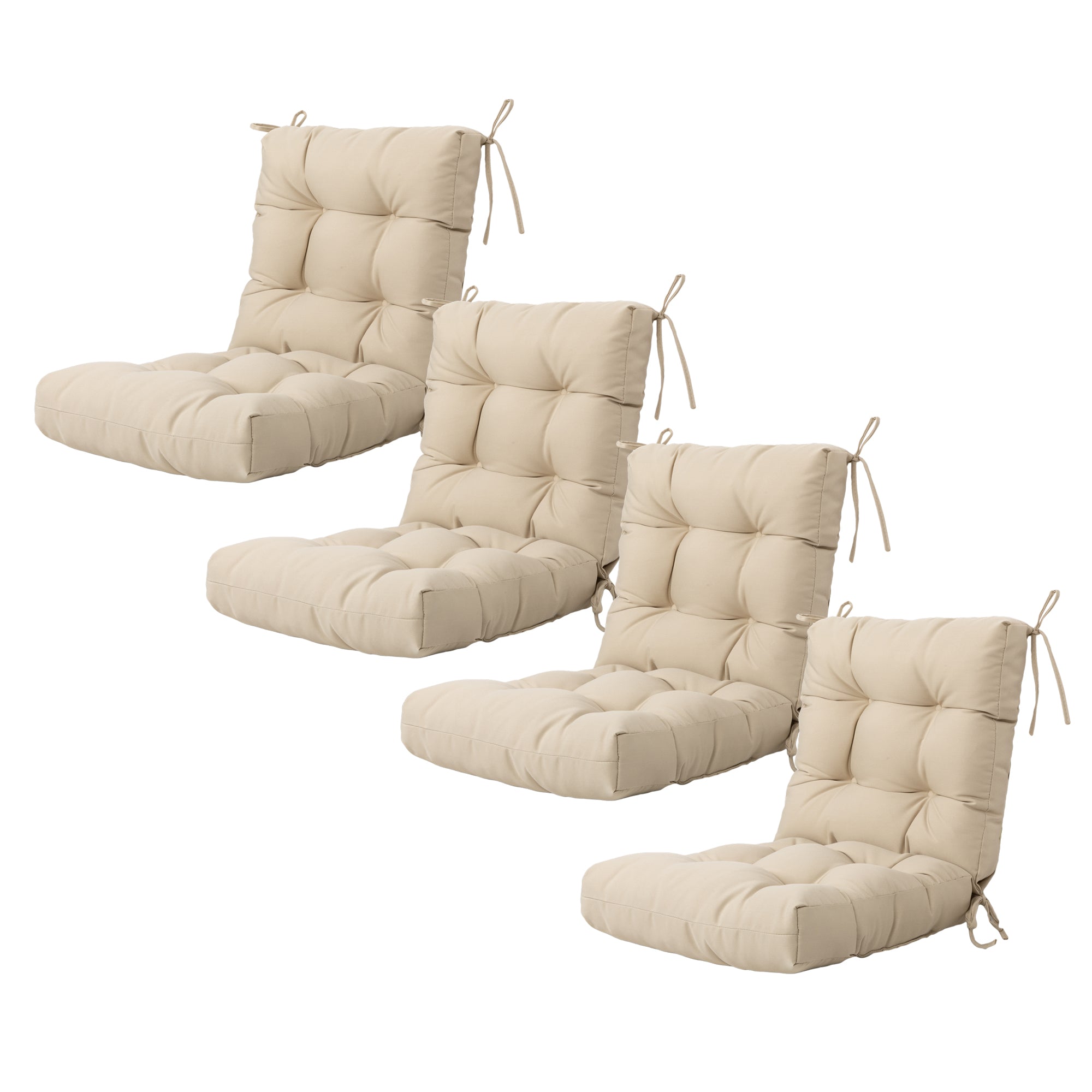 Artplan Outdoor Cushions Wicker Tufted Pillow with Back for Outdoor Furniture, Rocking Chair Cushion Premium Tufted Pads Set of Upper and Lower with Ties