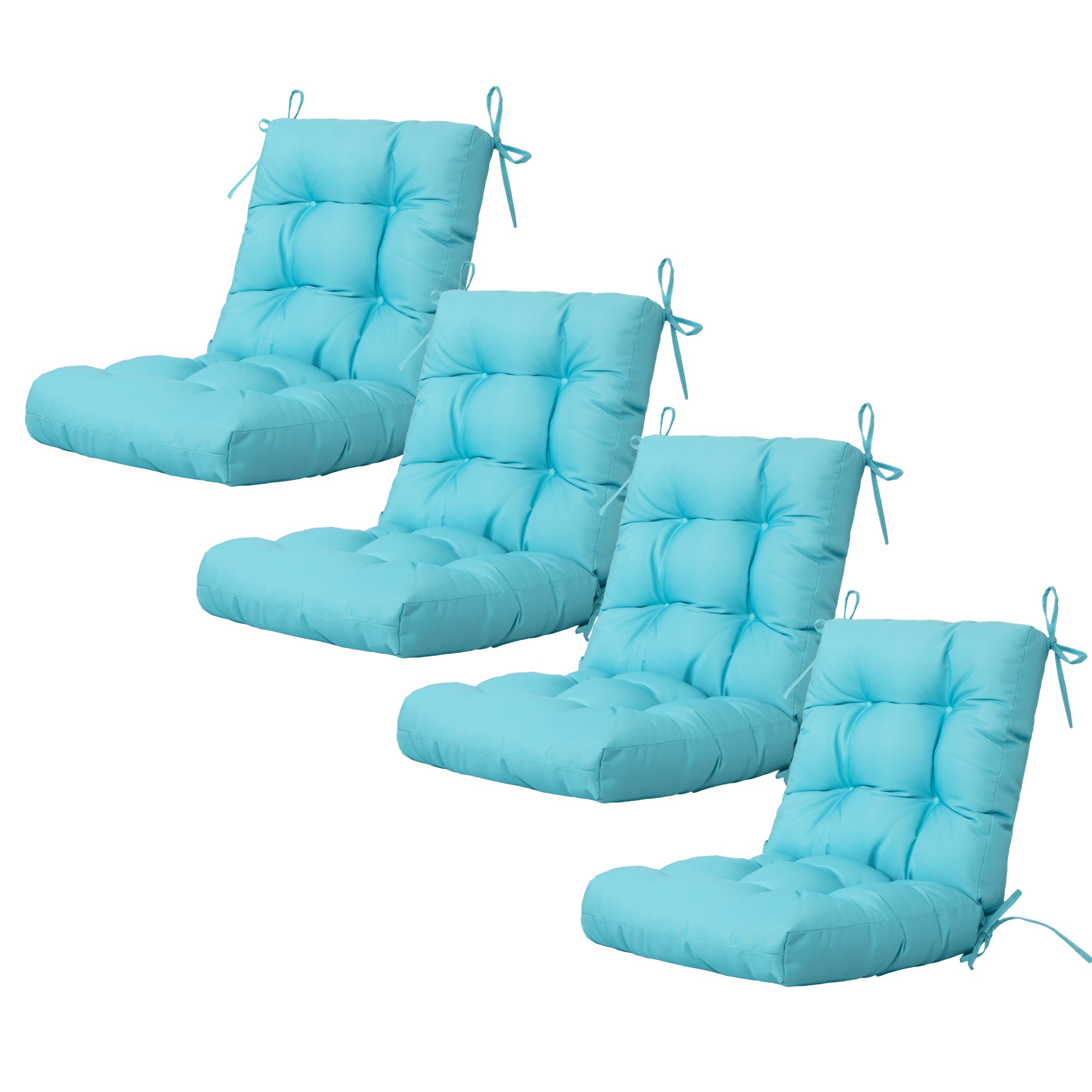 Artplan Outdoor Cushions Wicker Tufted Pillow with Back for Outdoor Furniture, Rocking Chair Cushion Premium Tufted Pads Set of Upper and Lower with Ties