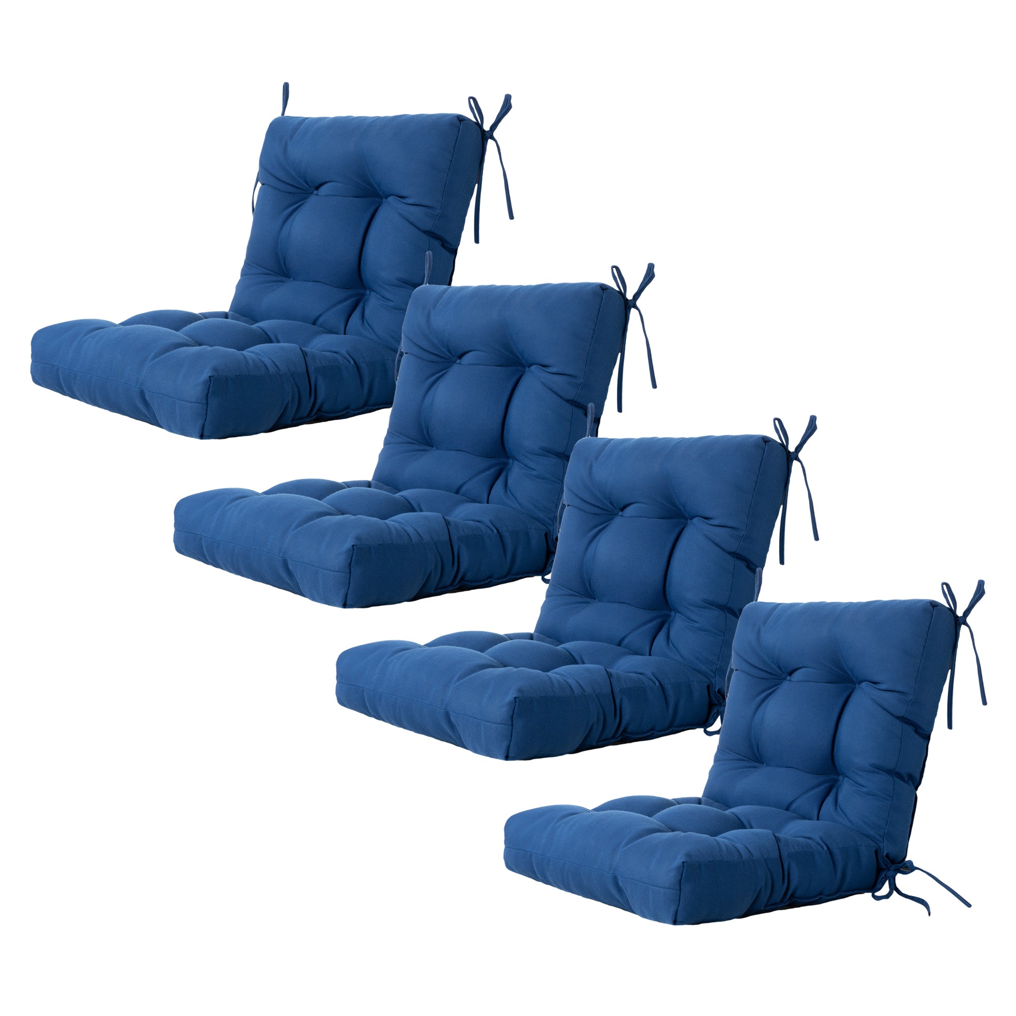 Artplan Outdoor Cushions Wicker Tufted Pillow with Back for Outdoor Furniture, Rocking Chair Cushion Premium Tufted Pads Set of Upper and Lower with Ties