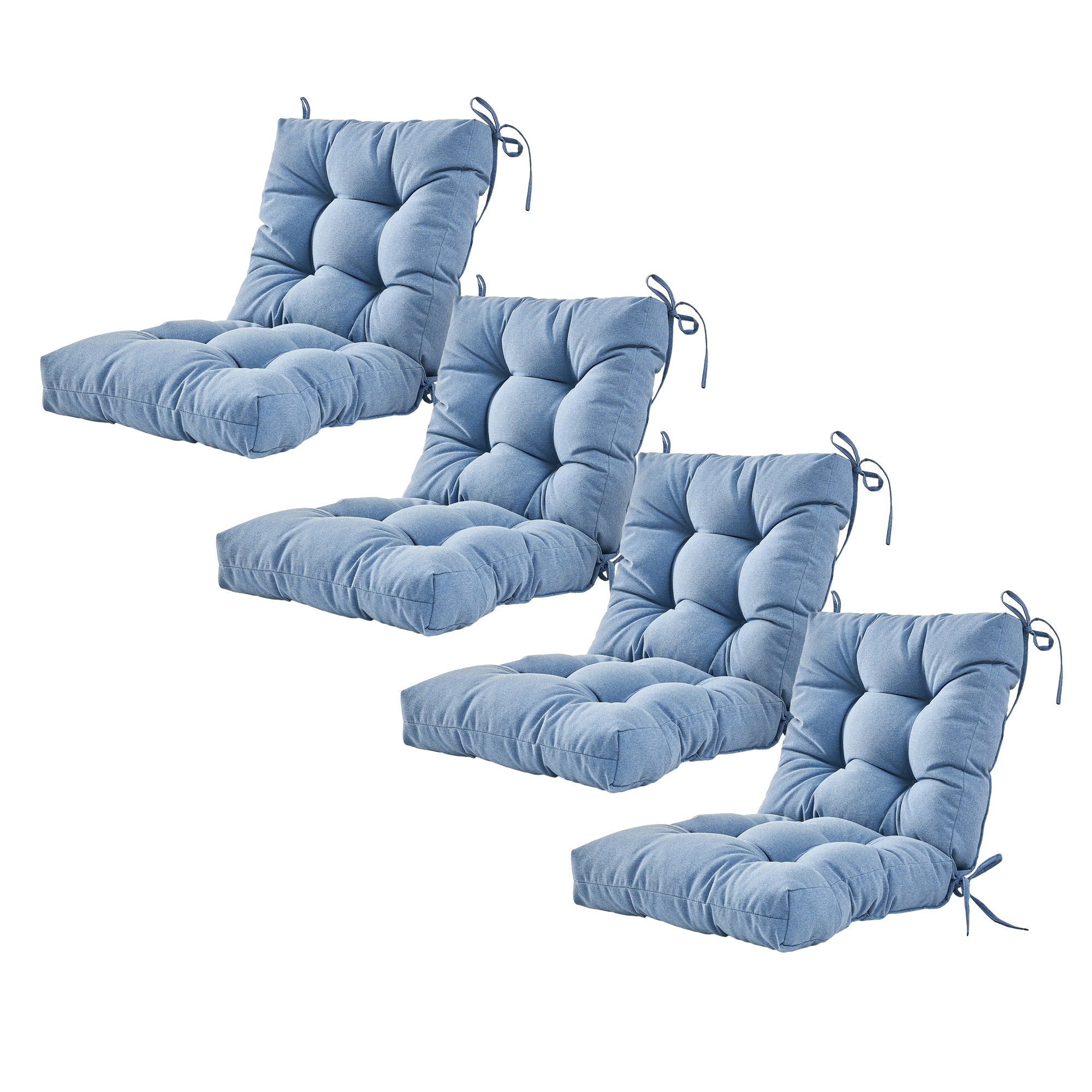 Artplan Outdoor Cushions Wicker Tufted Pillow with Back for Outdoor Furniture, Rocking Chair Cushion Premium Tufted Pads Set of Upper and Lower with Ties