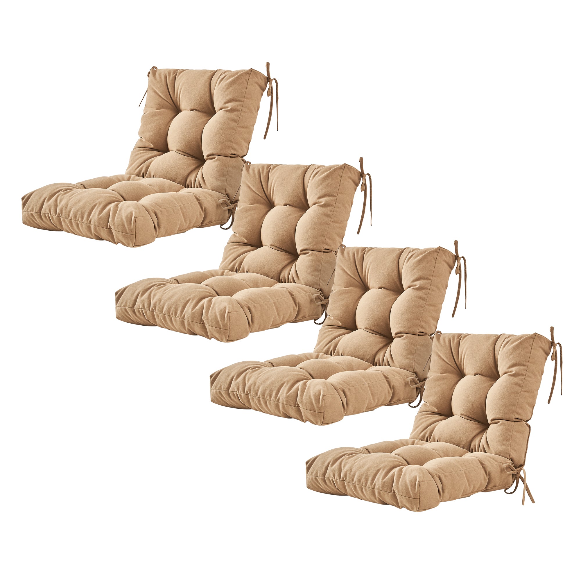Artplan Outdoor Cushions Wicker Tufted Pillow with Back for Outdoor Furniture, Rocking Chair Cushion Premium Tufted Pads Set of Upper and Lower with Ties