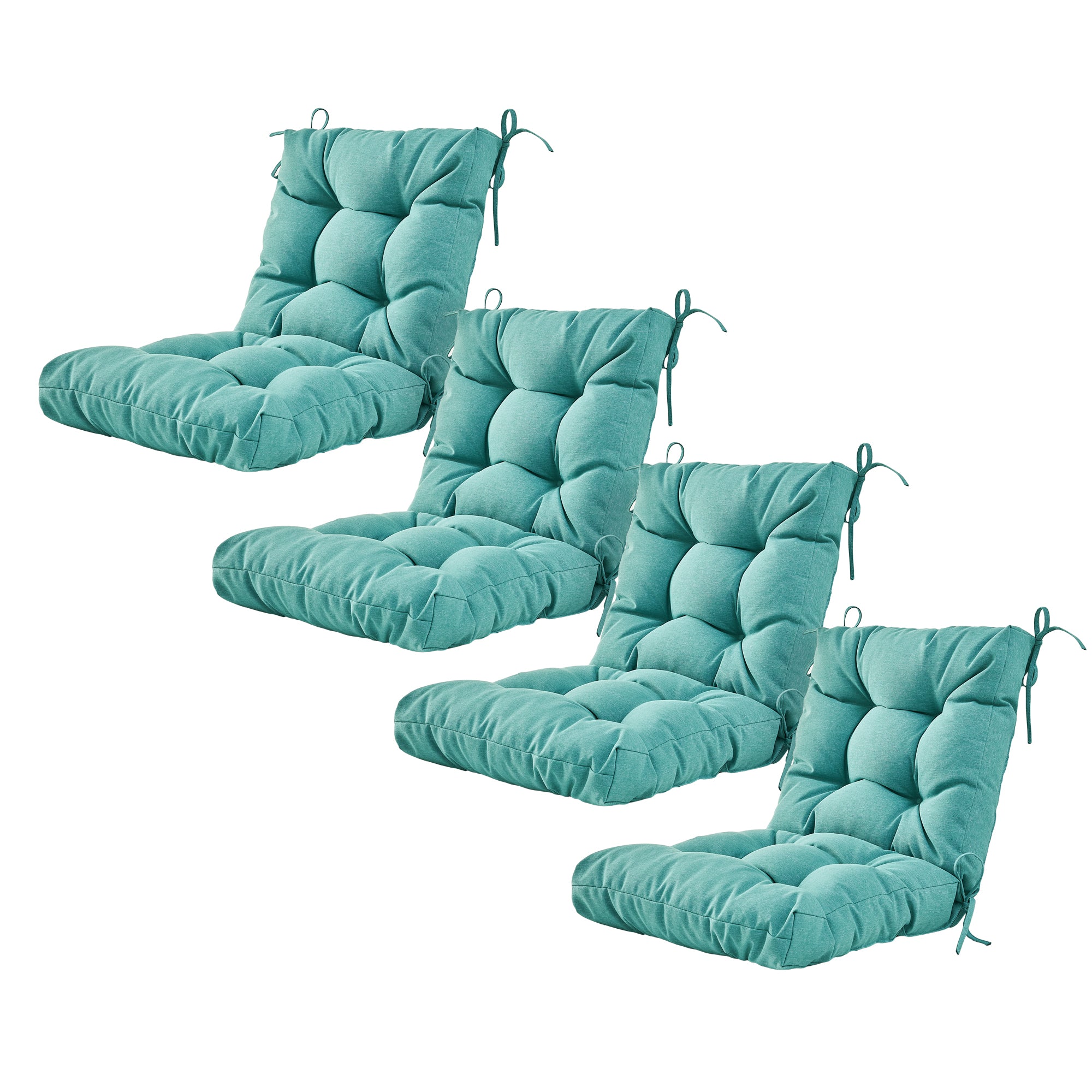 Artplan Outdoor Cushions Wicker Tufted Pillow with Back for Outdoor Furniture, Rocking Chair Cushion Premium Tufted Pads Set of Upper and Lower with Ties