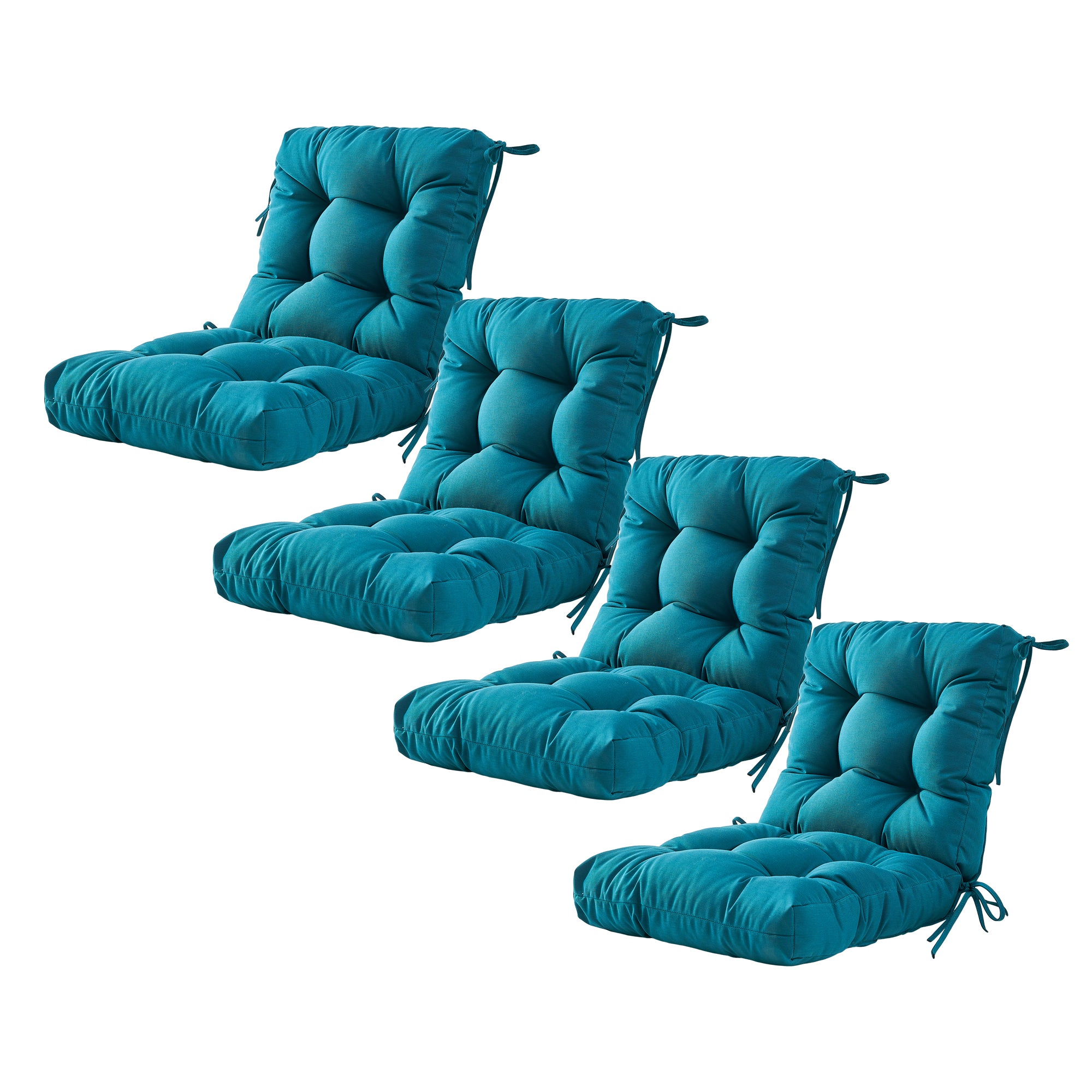Artplan Outdoor Cushions Wicker Tufted Pillow with Back for Outdoor Furniture, Rocking Chair Cushion Premium Tufted Pads Set of Upper and Lower with Ties