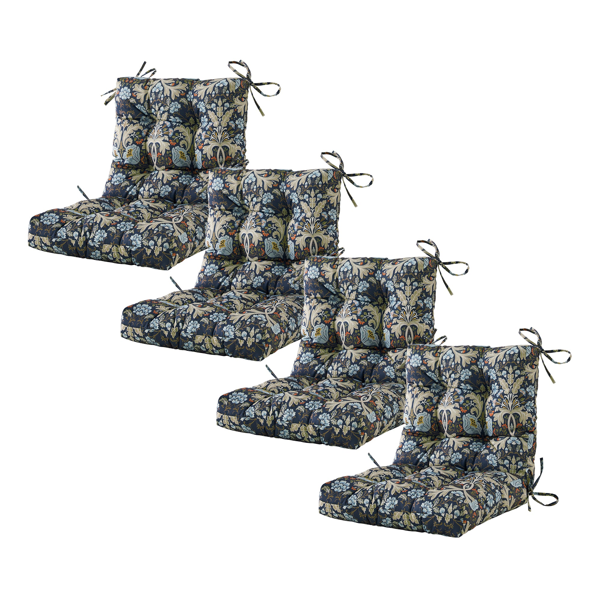 ARTPLAN Patio Chair Cushions Combined Seat and Back,Tufted Outdoor Swivel Chair Cushion with Tie,40"x20"x4",Floral