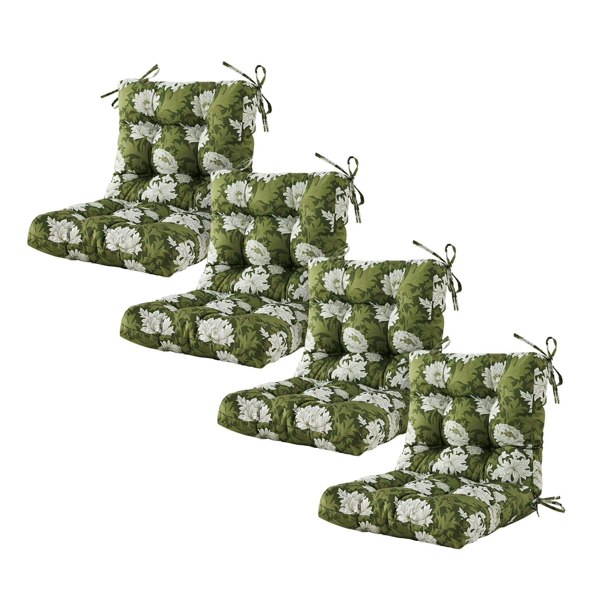 ARTPLAN Patio Chair Cushions Combined Seat and Back,Tufted Outdoor Swivel Chair Cushion with Tie,40"x20"x4",Floral