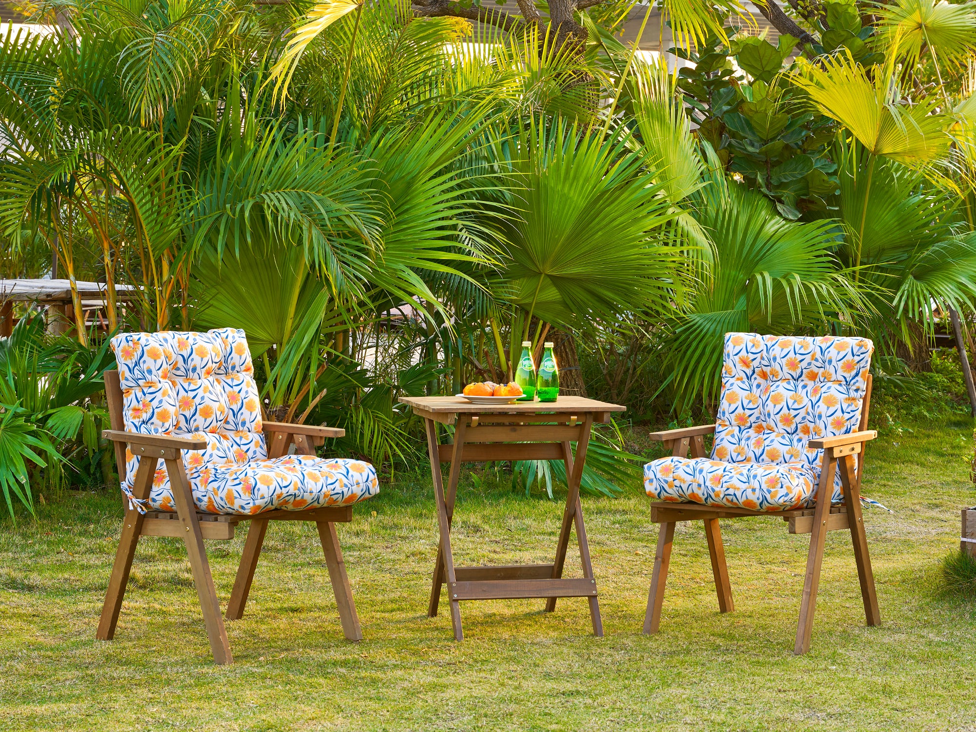 ARTPLAN Patio Chair Cushions Combined Seat and Back,Tufted Outdoor Swivel Chair Cushion with Tie,40"x20"x4",Floral