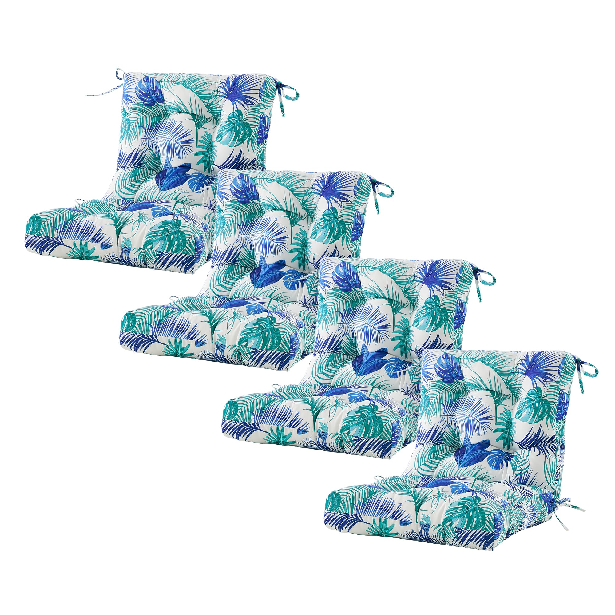 ARTPLAN Patio Chair Cushions Combined Seat and Back,Tufted Outdoor Swivel Chair Cushion with Tie,40"x20"x4",Floral