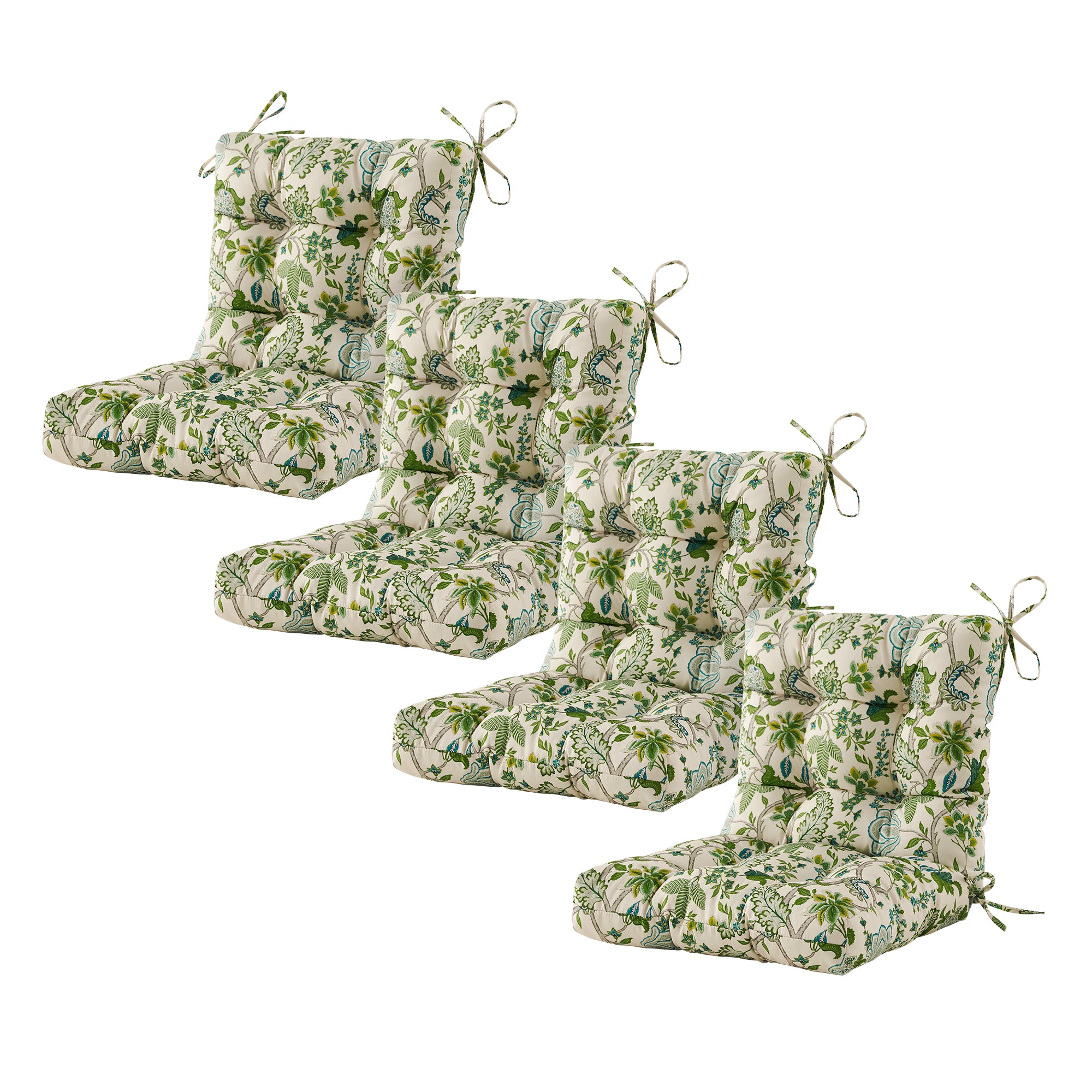 ARTPLAN Patio Chair Cushions Combined Seat and Back,Tufted Outdoor Swivel Chair Cushion with Tie,40"x20"x4",Floral