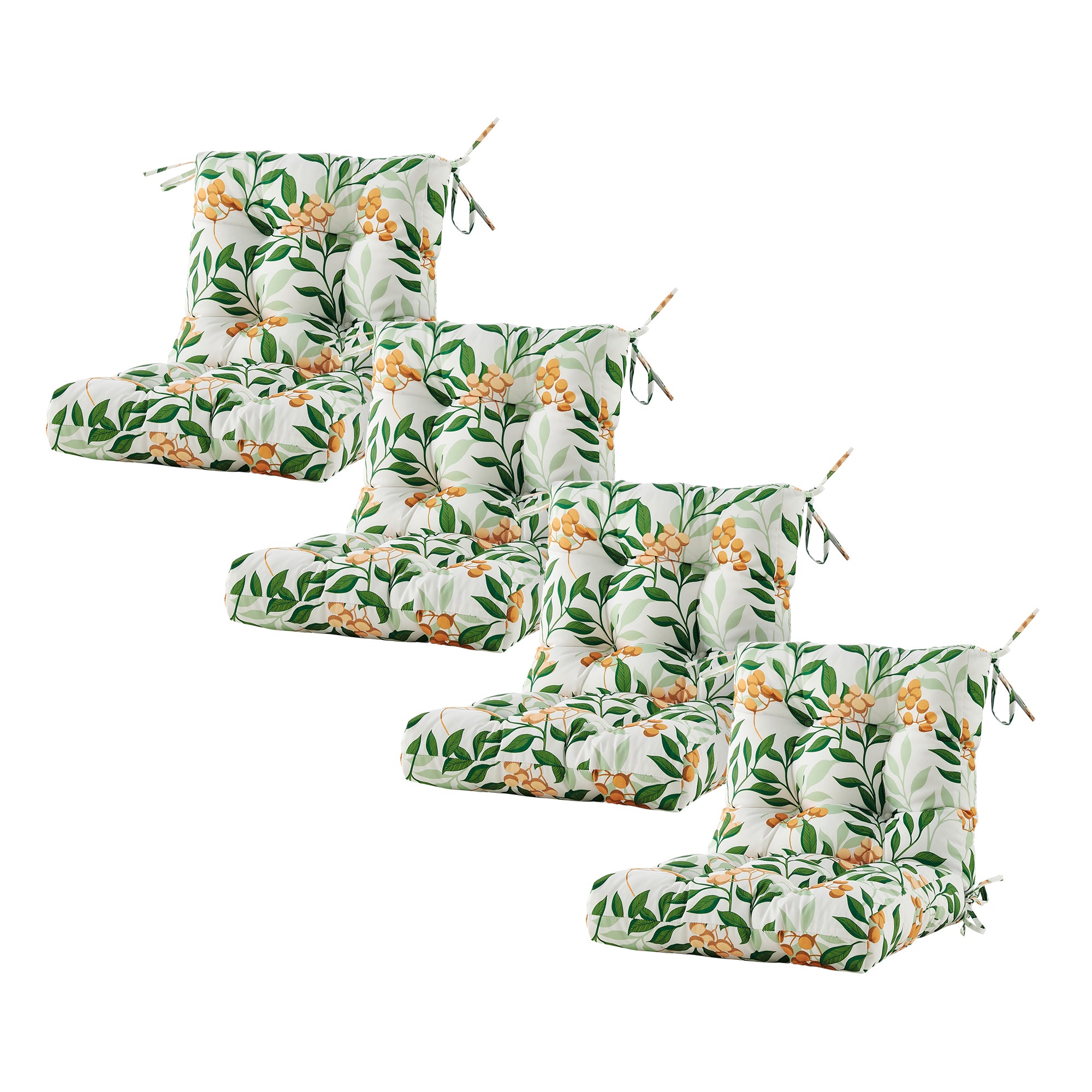 ARTPLAN Patio Chair Cushions Combined Seat and Back,Tufted Outdoor Swivel Chair Cushion with Tie,40"x20"x4",Floral