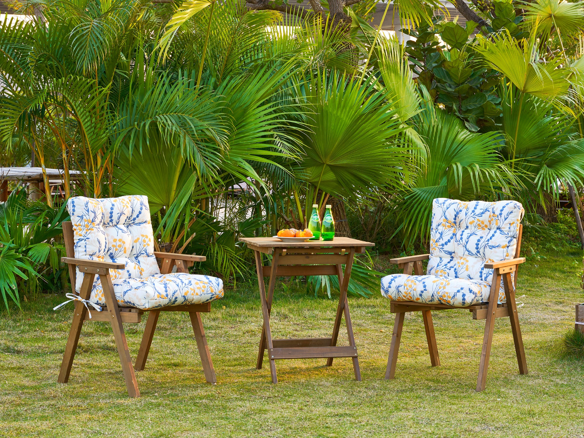 ARTPLAN Patio Chair Cushions Combined Seat and Back,Tufted Outdoor Swivel Chair Cushion with Tie,40"x20"x4",Floral