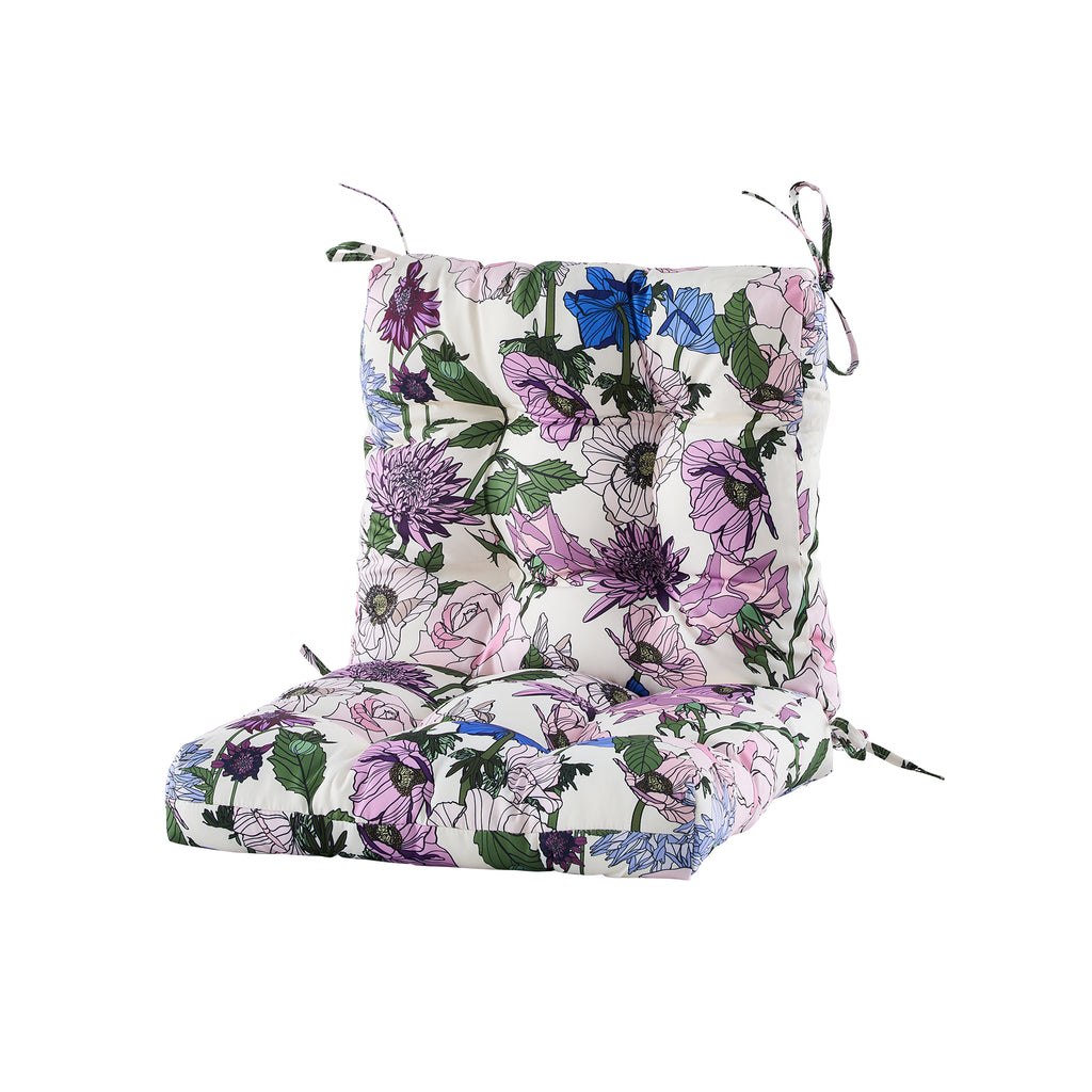 ARTPLAN Patio Chair Cushions Combined Seat and Back,Tufted Outdoor Swivel Chair Cushion with Tie,40"x20"x4",Floral