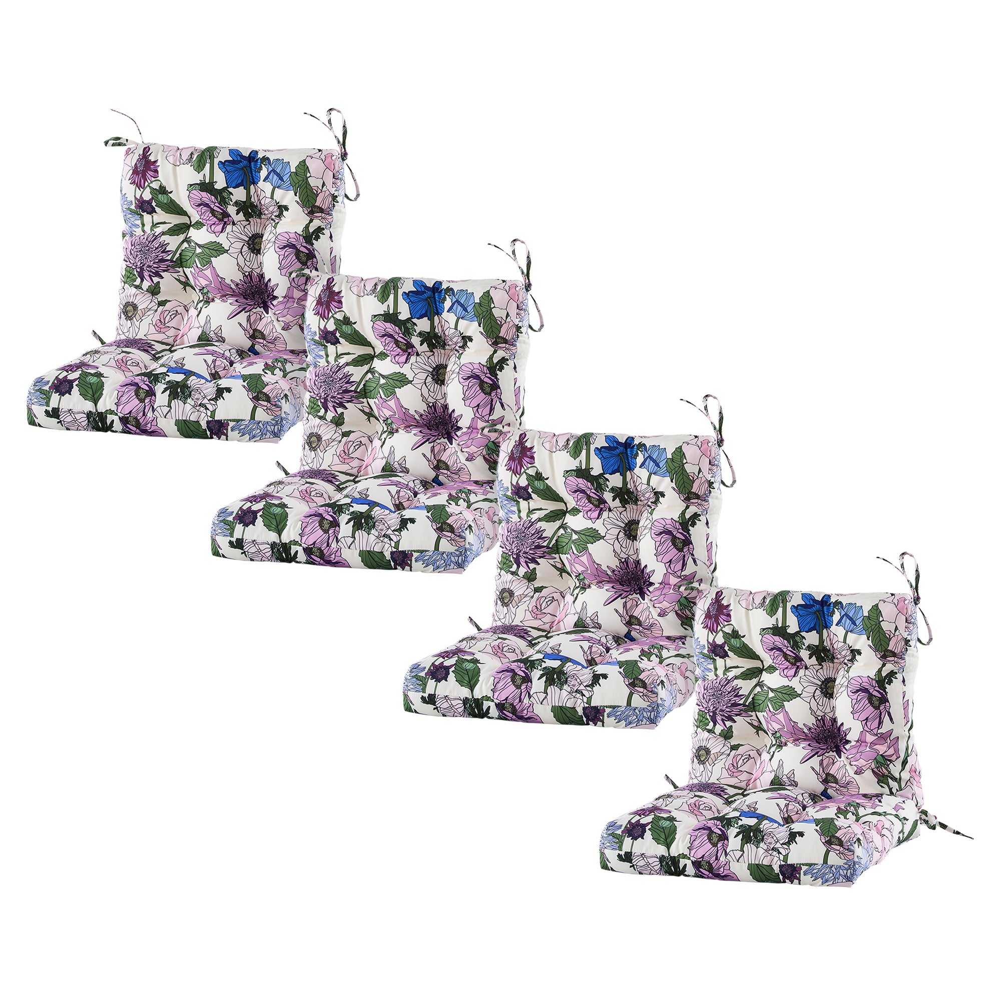 ARTPLAN Patio Chair Cushions Combined Seat and Back,Tufted Outdoor Swivel Chair Cushion with Tie,40"x20"x4",Floral