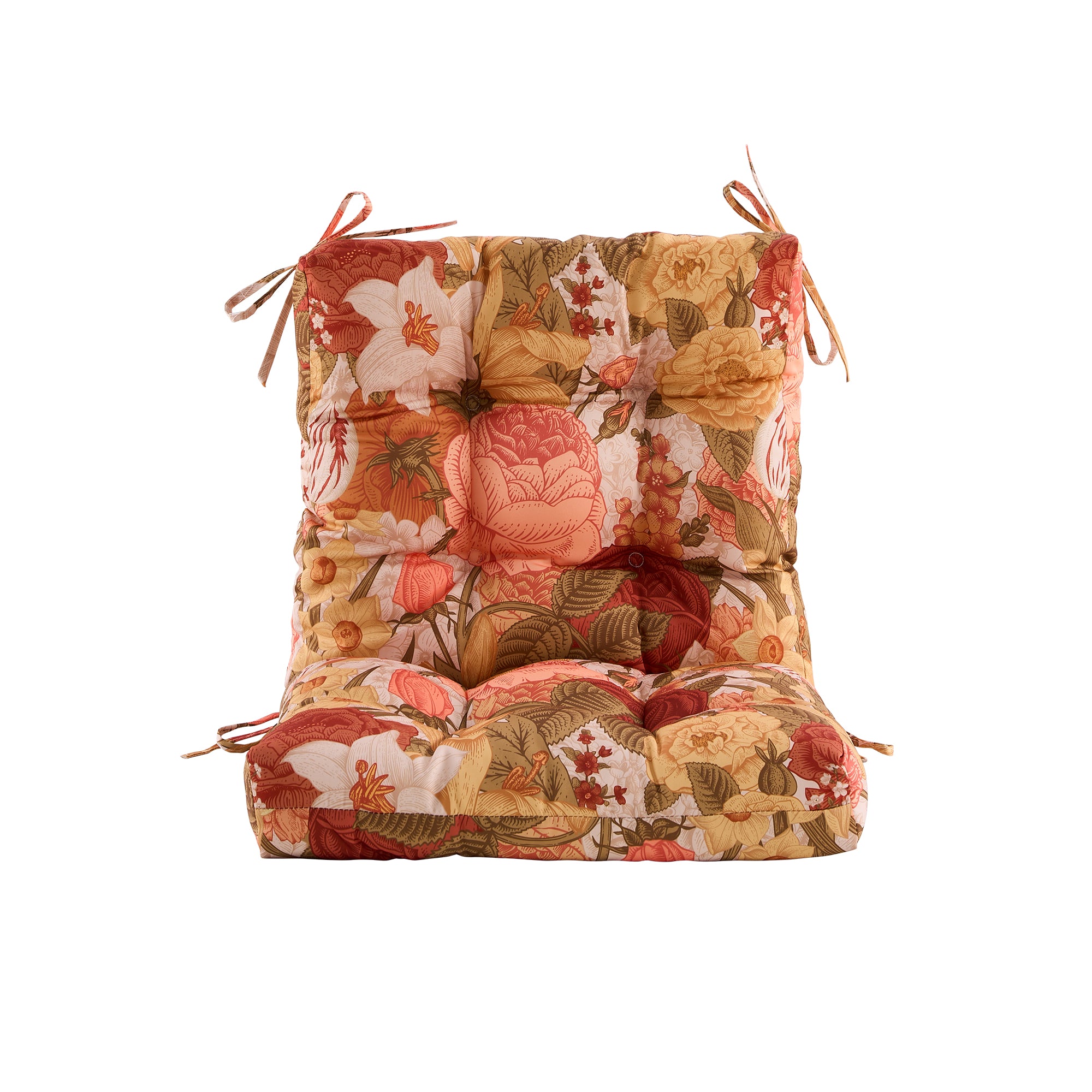 ARTPLAN Patio Chair Cushions Combined Seat and Back,Tufted Outdoor Swivel Chair Cushion with Tie,40"x20"x4",Floral