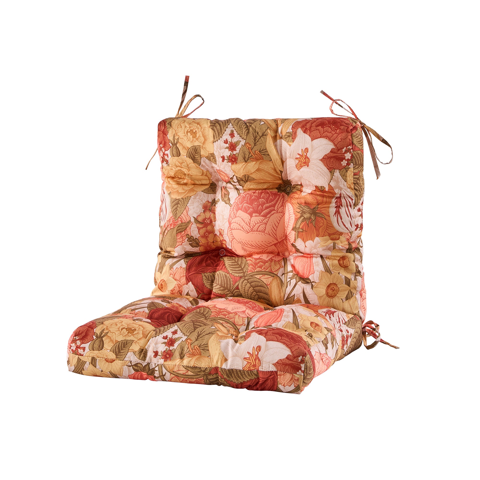 ARTPLAN Patio Chair Cushions Combined Seat and Back,Tufted Outdoor Swivel Chair Cushion with Tie,40"x20"x4",Floral