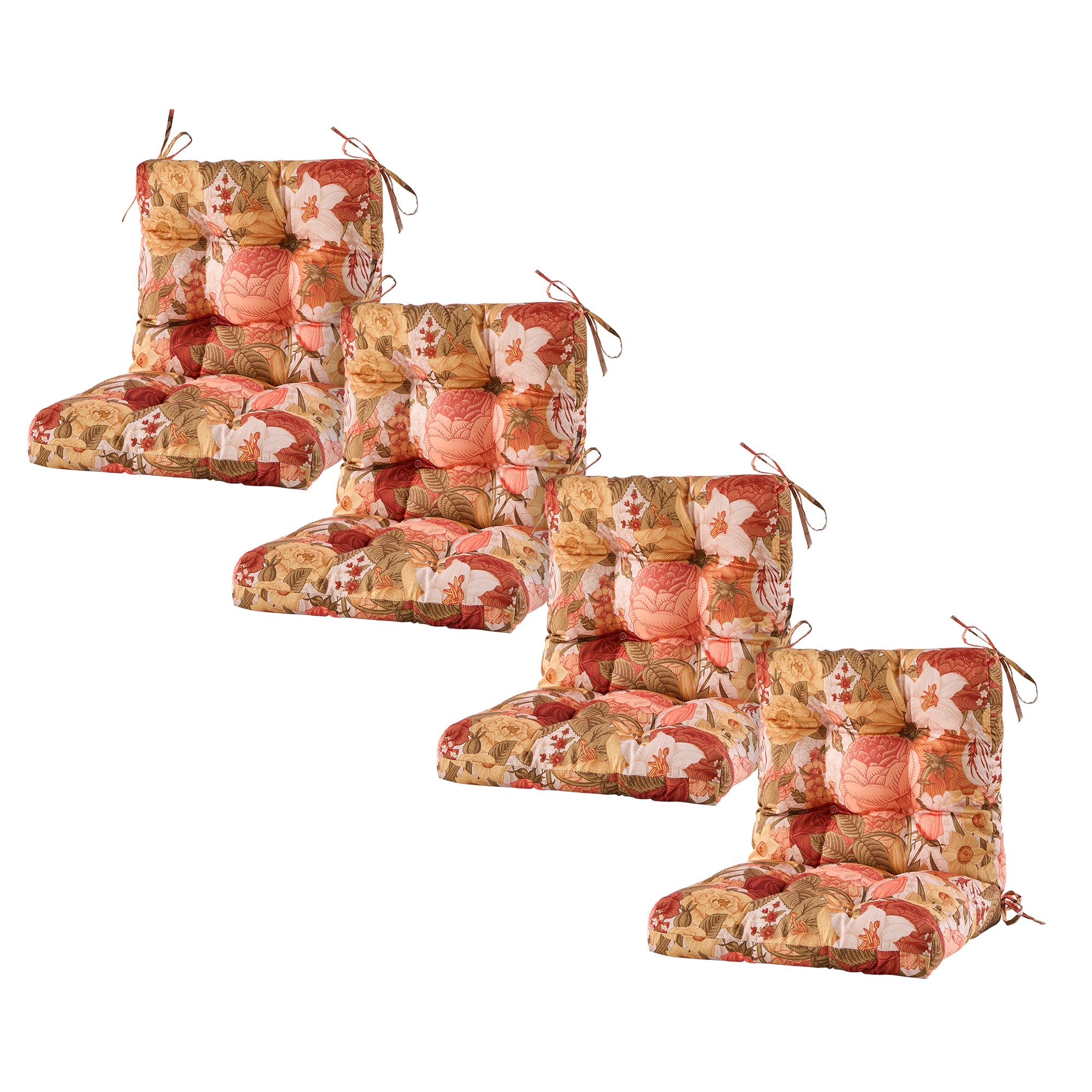 ARTPLAN Patio Chair Cushions Combined Seat and Back,Tufted Outdoor Swivel Chair Cushion with Tie,40"x20"x4",Floral