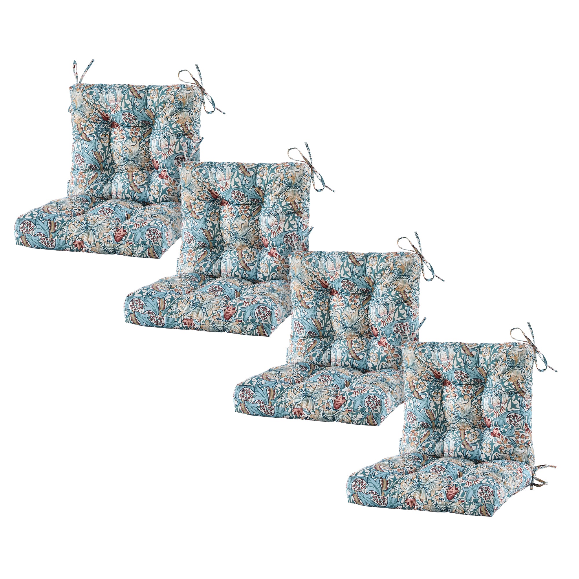 ARTPLAN Patio Chair Cushions Combined Seat and Back,Tufted Outdoor Swivel Chair Cushion with Tie,40"x20"x4",Floral
