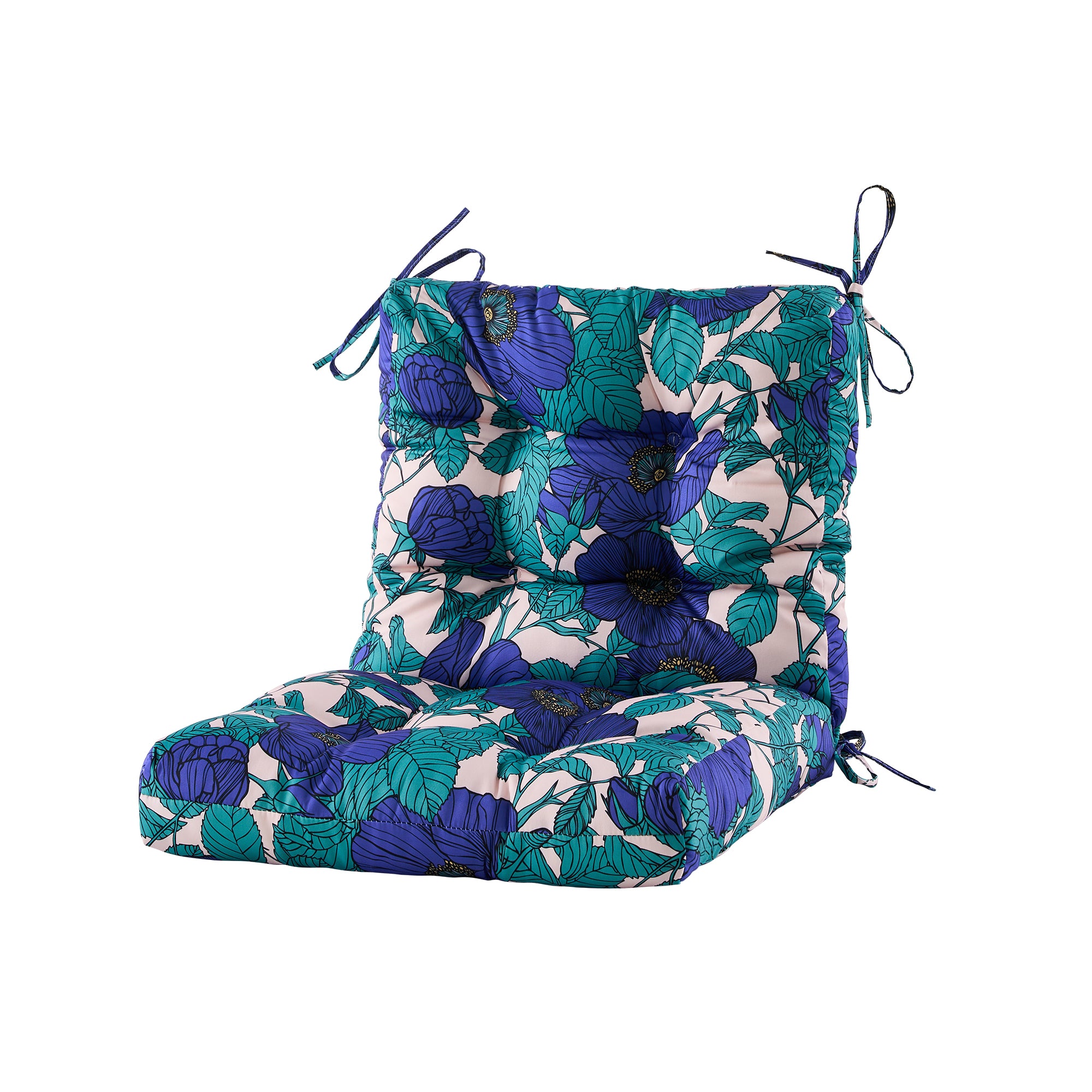 ARTPLAN Patio Chair Cushions Combined Seat and Back,Tufted Outdoor Swivel Chair Cushion with Tie,40"x20"x4",Floral