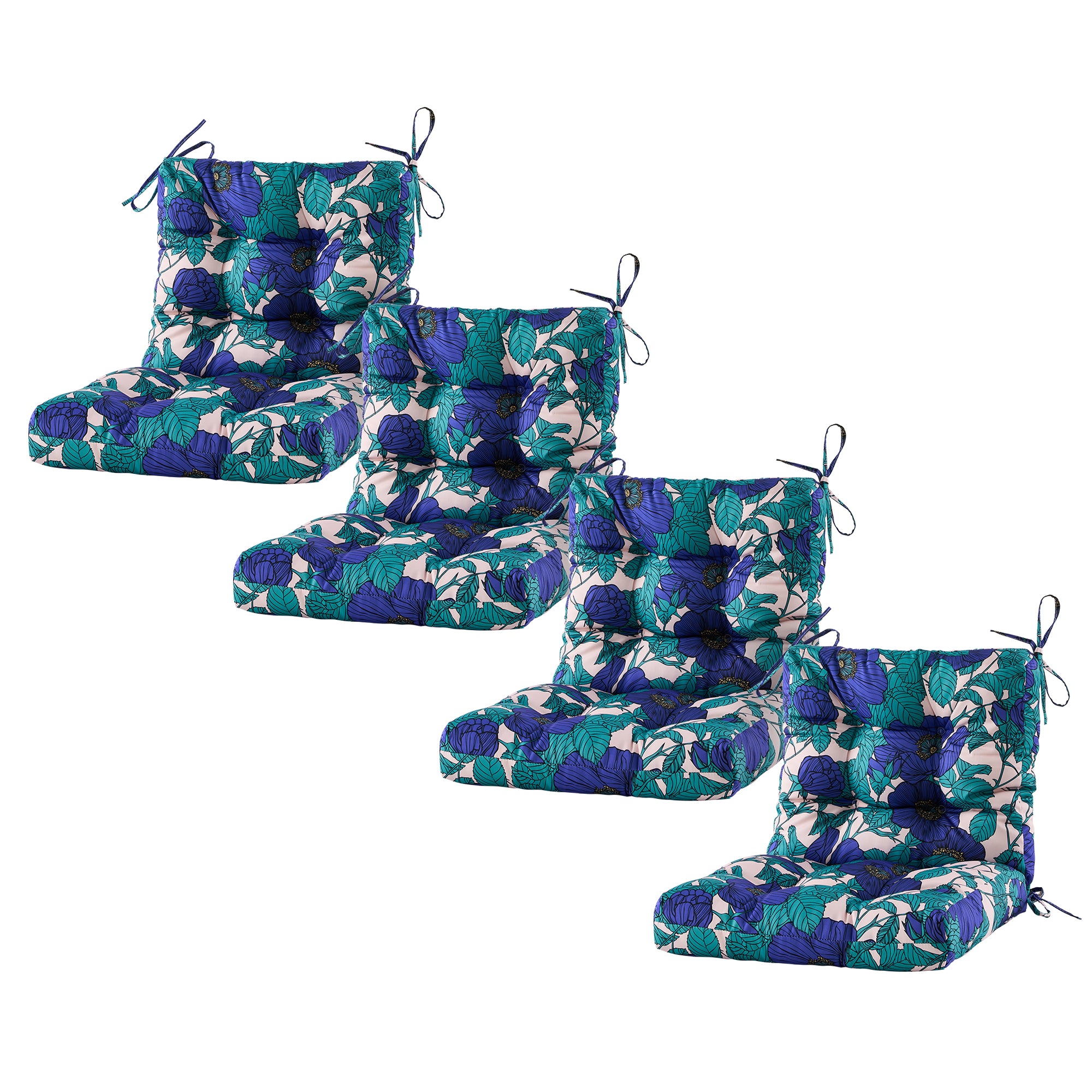 ARTPLAN Patio Chair Cushions Combined Seat and Back,Tufted Outdoor Swivel Chair Cushion with Tie,40"x20"x4",Floral