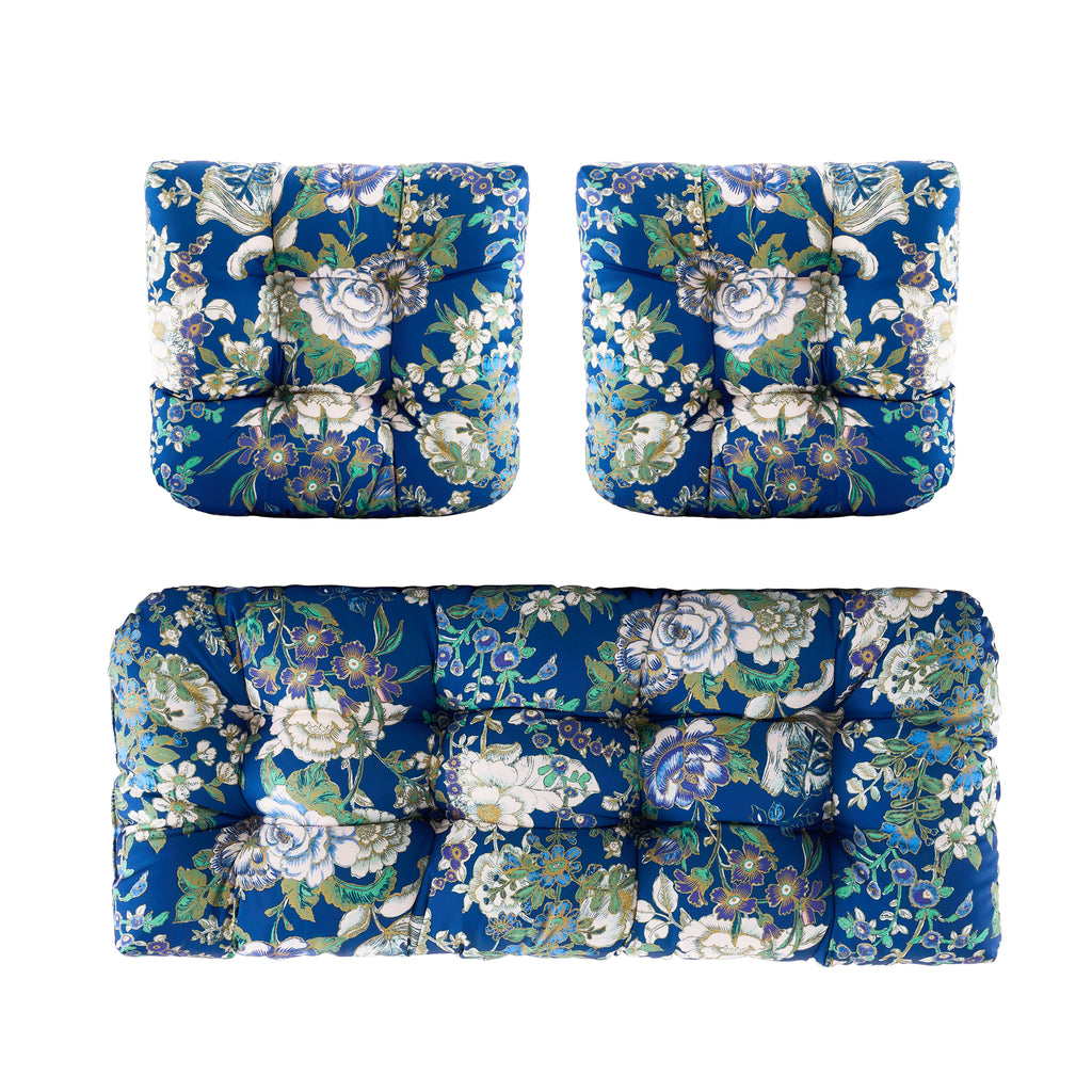 ARTPLAN Outdoor Chair Cushions,3 Piece Loveseat Outdoor Cushions Set,Tufted/Wicker Patio Cushion for Patio Furniture All Weather,44"x19"x5"